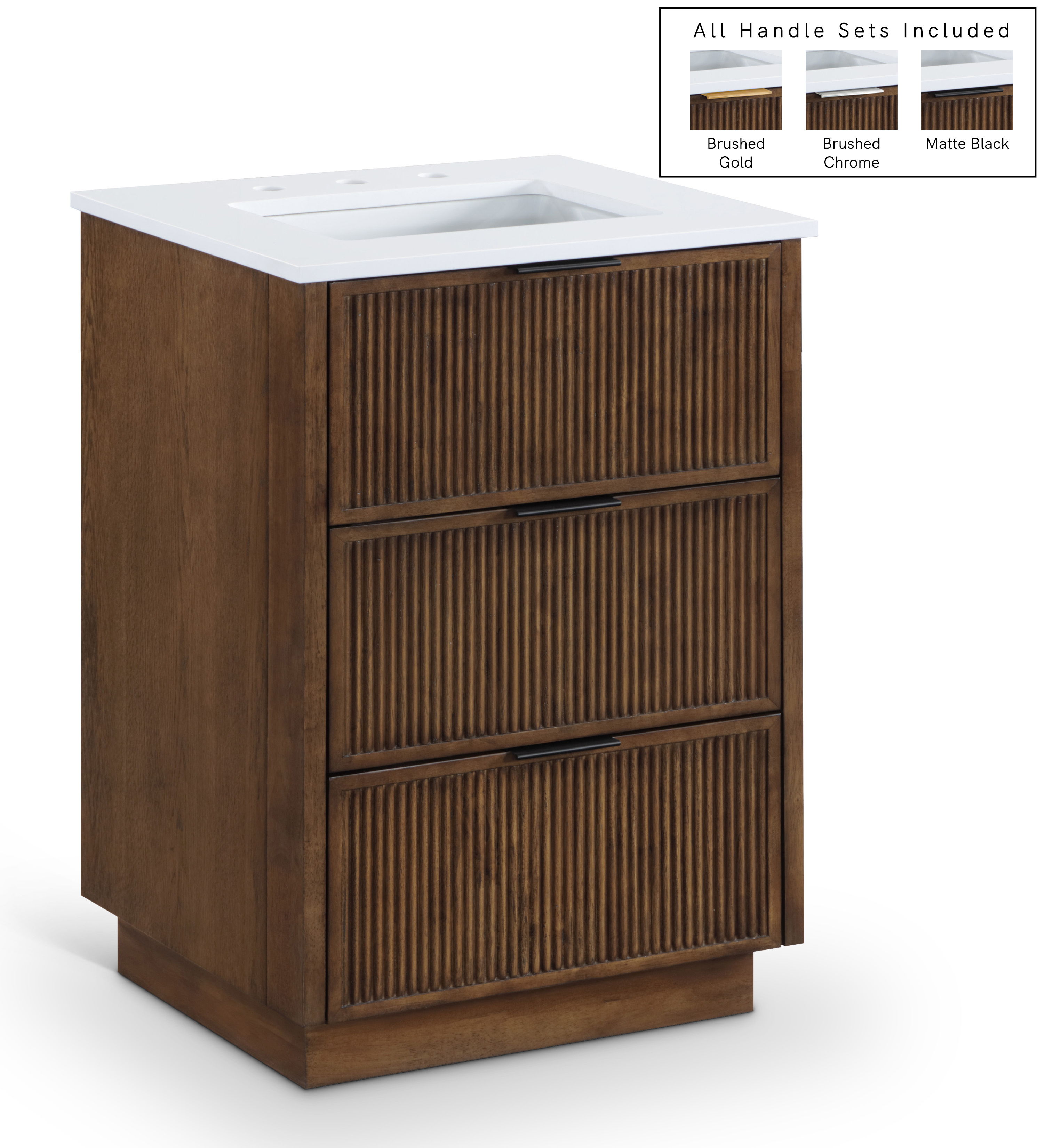 Willard - Engineered Stone And Solid Wood 24" Bathroom Vanity - Brown