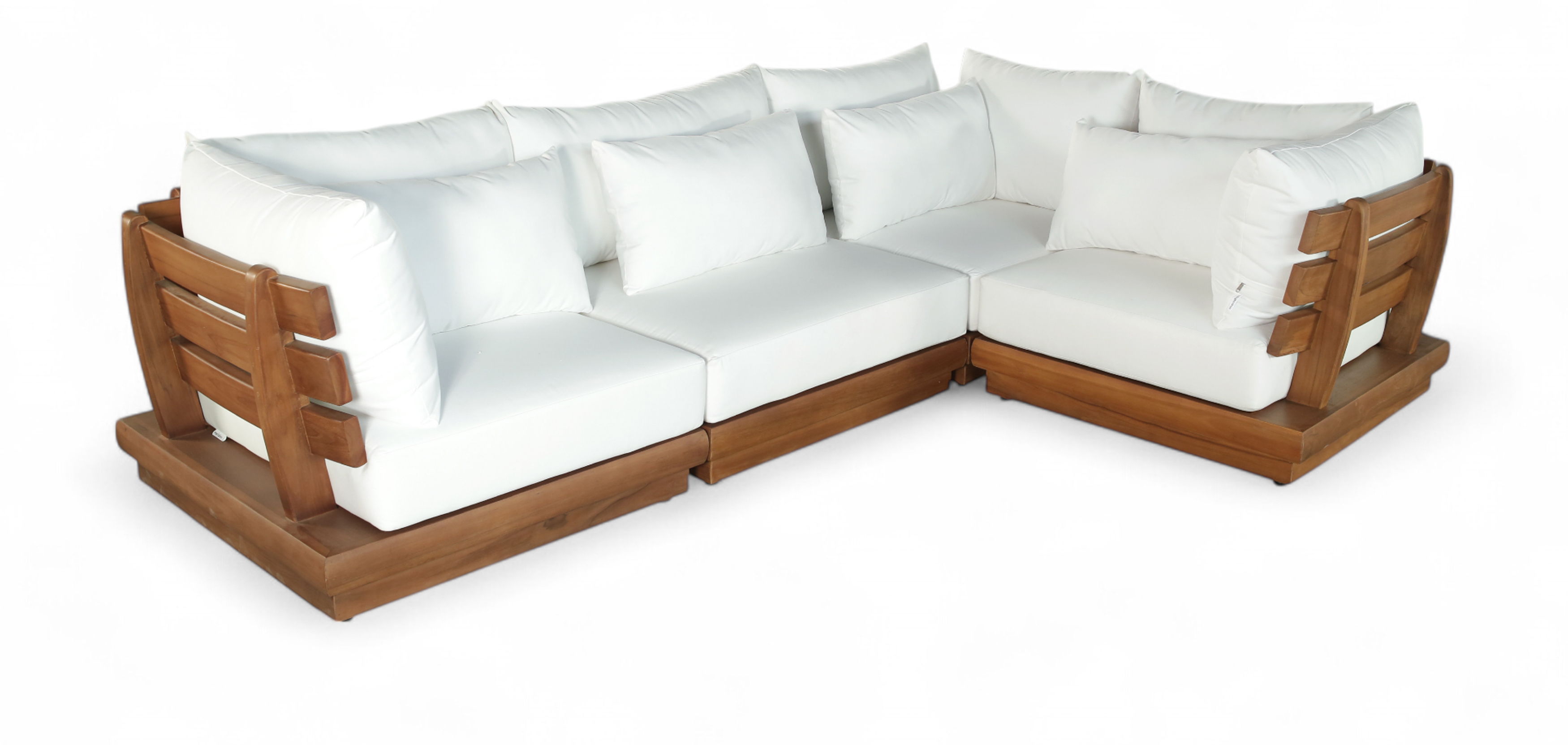 4 Pc · Water Resistant Fabric 113" Upholstered Outdoor Patio Modular Sectional - Off