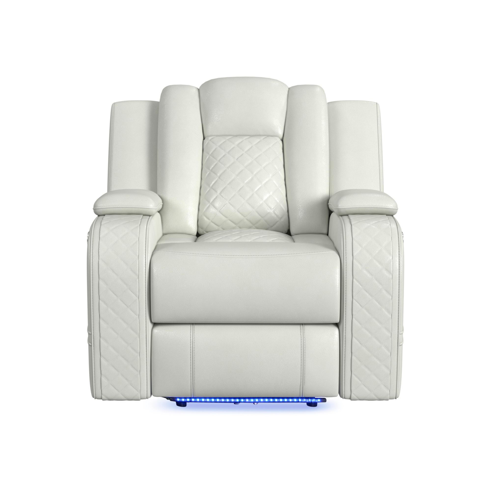 Carlo - LED Power Motion Recliner With Power Headrest - Pebble Oyster