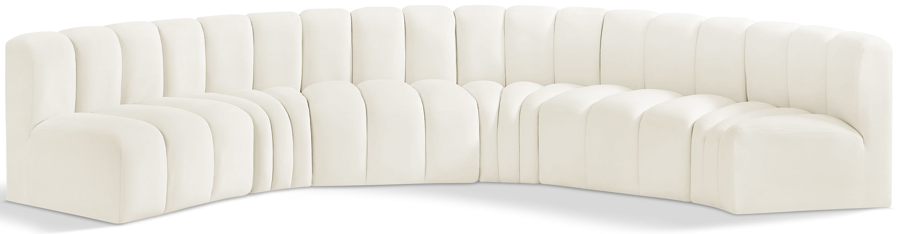 Arc - Velvet 6 Piece U-Shaped Modular Sofa - Cream