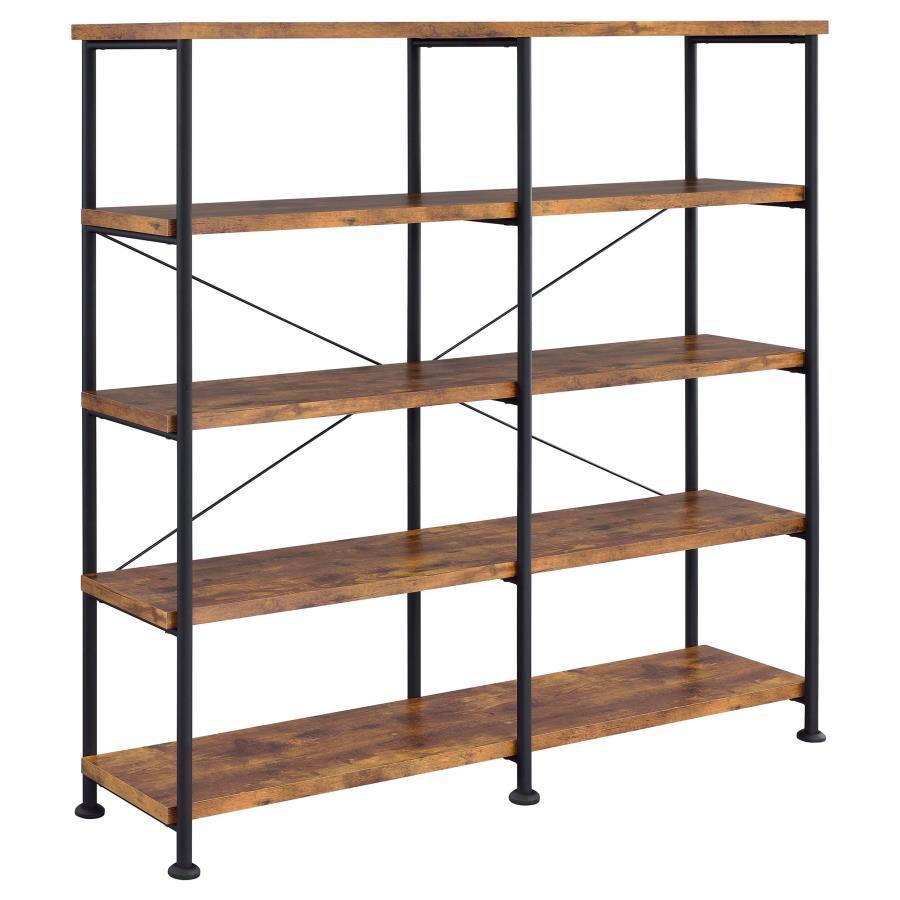 Analiese - 4-Shelf Double Bookshelf - Rustic Nutmeg Image