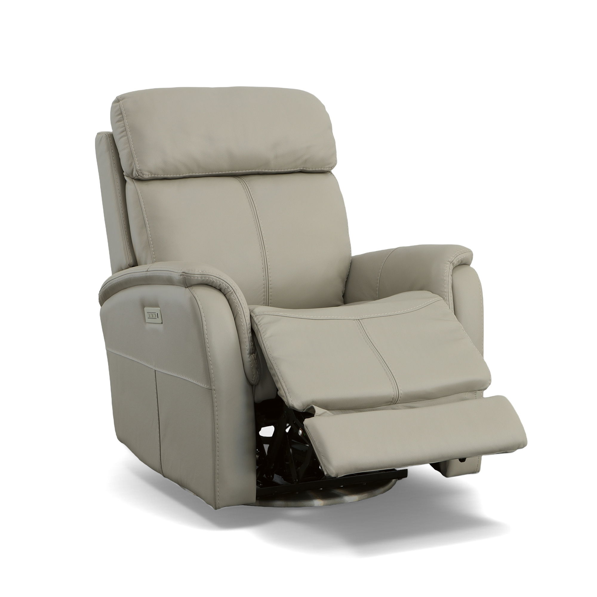 View - Power Swivel Recliner With Power Headrest - Dove, light gray, view 3