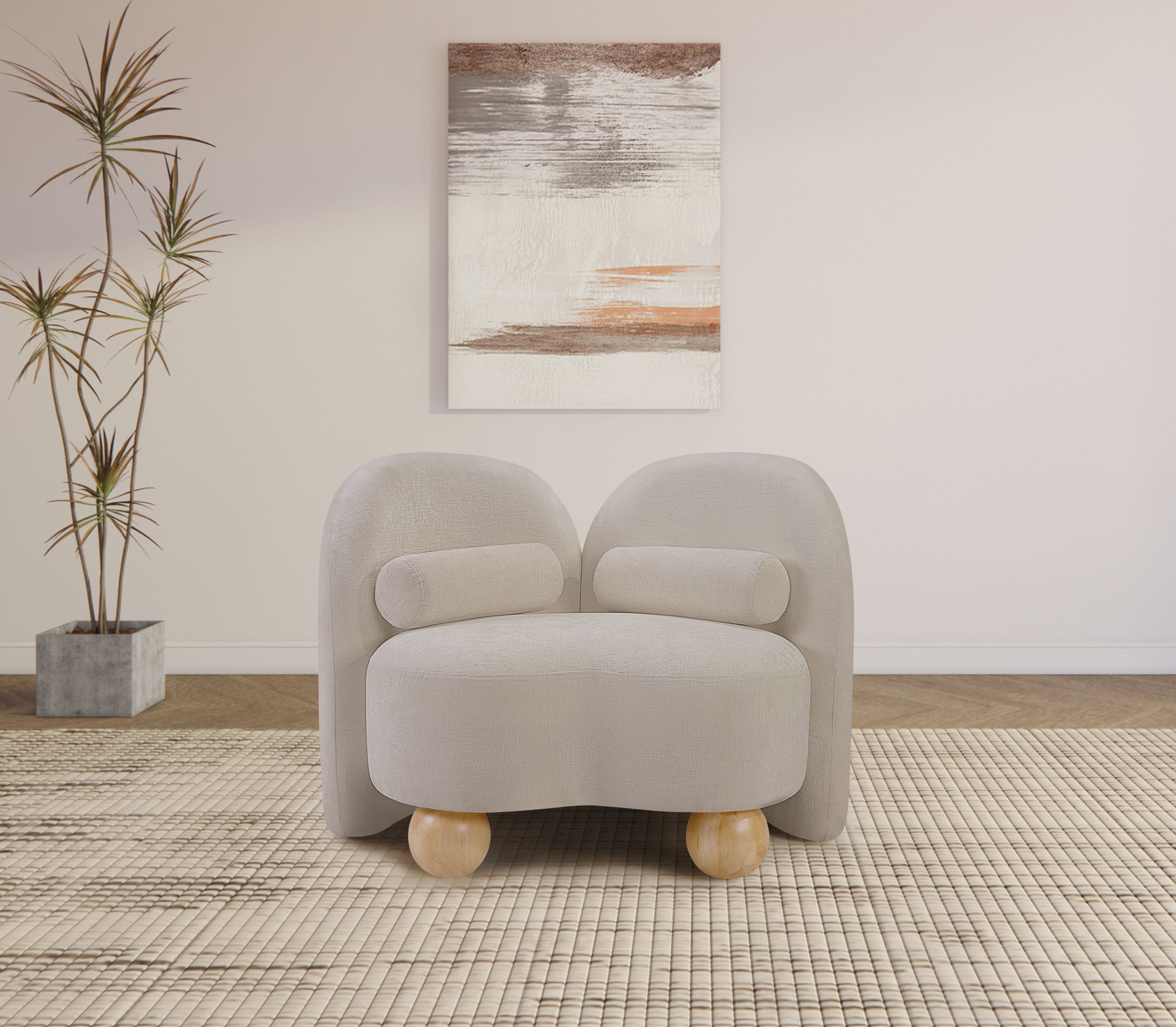 Daphne - Chenille Chair - Beige