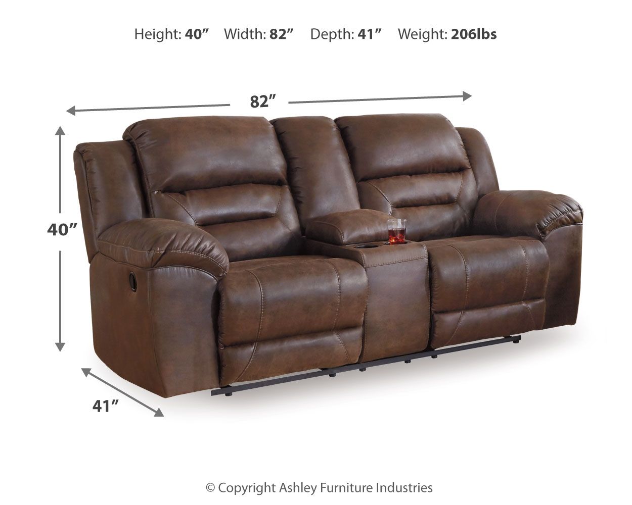 Ashley Furniture Stoneland - DBL Rec Loveseat w/Console - Chocolate - Image 4