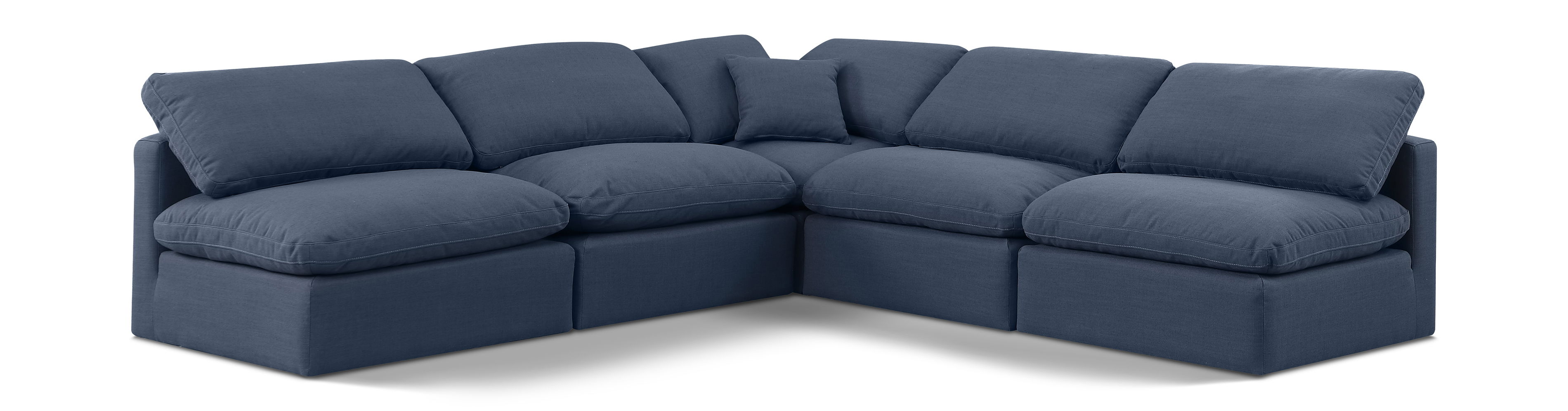 Indulge - Linen 5 Piece Modular Corner Armless Sectional - Navy