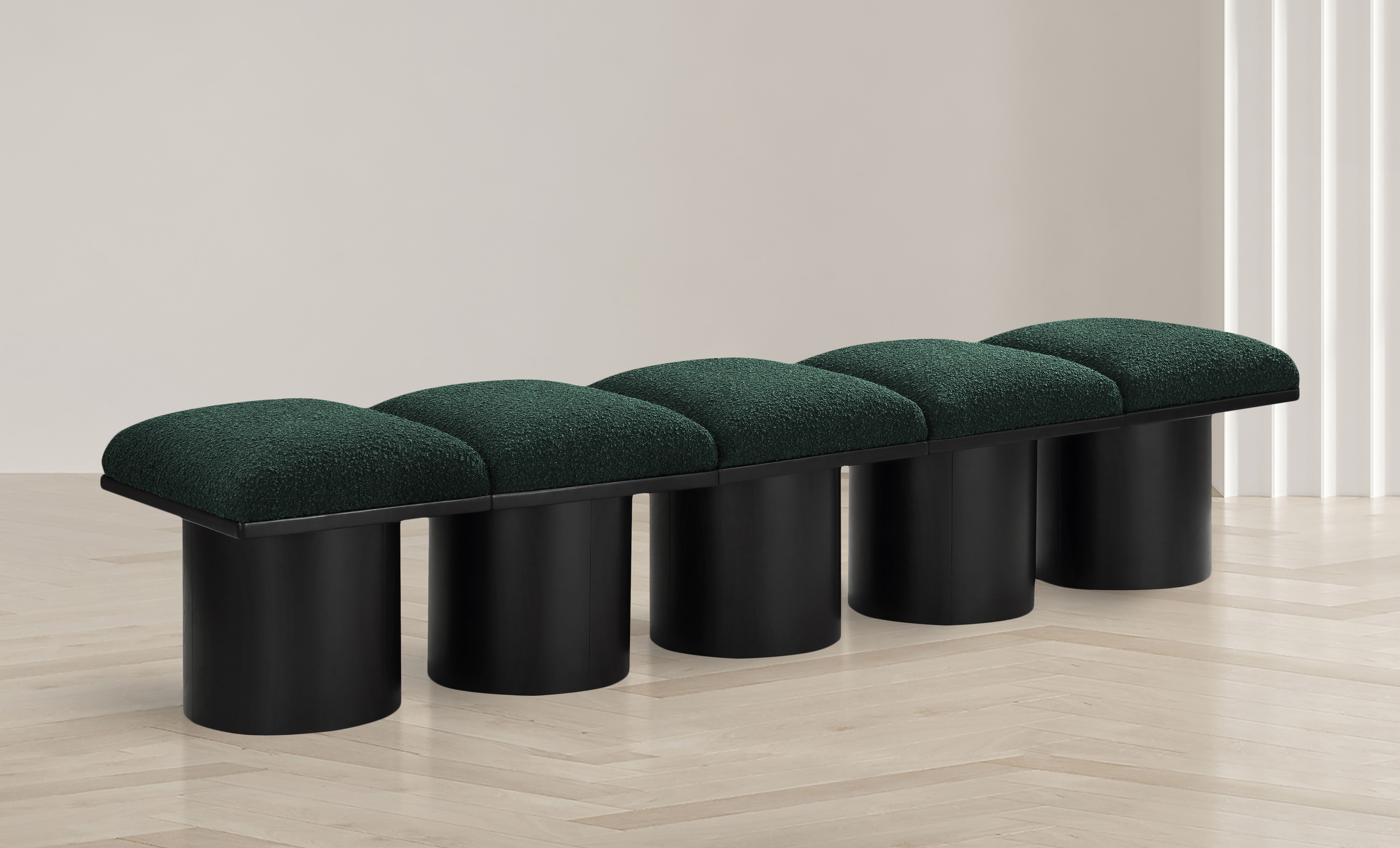 Pavilion - 77.5" 5 Piece Modular Bench With Black Base - Green