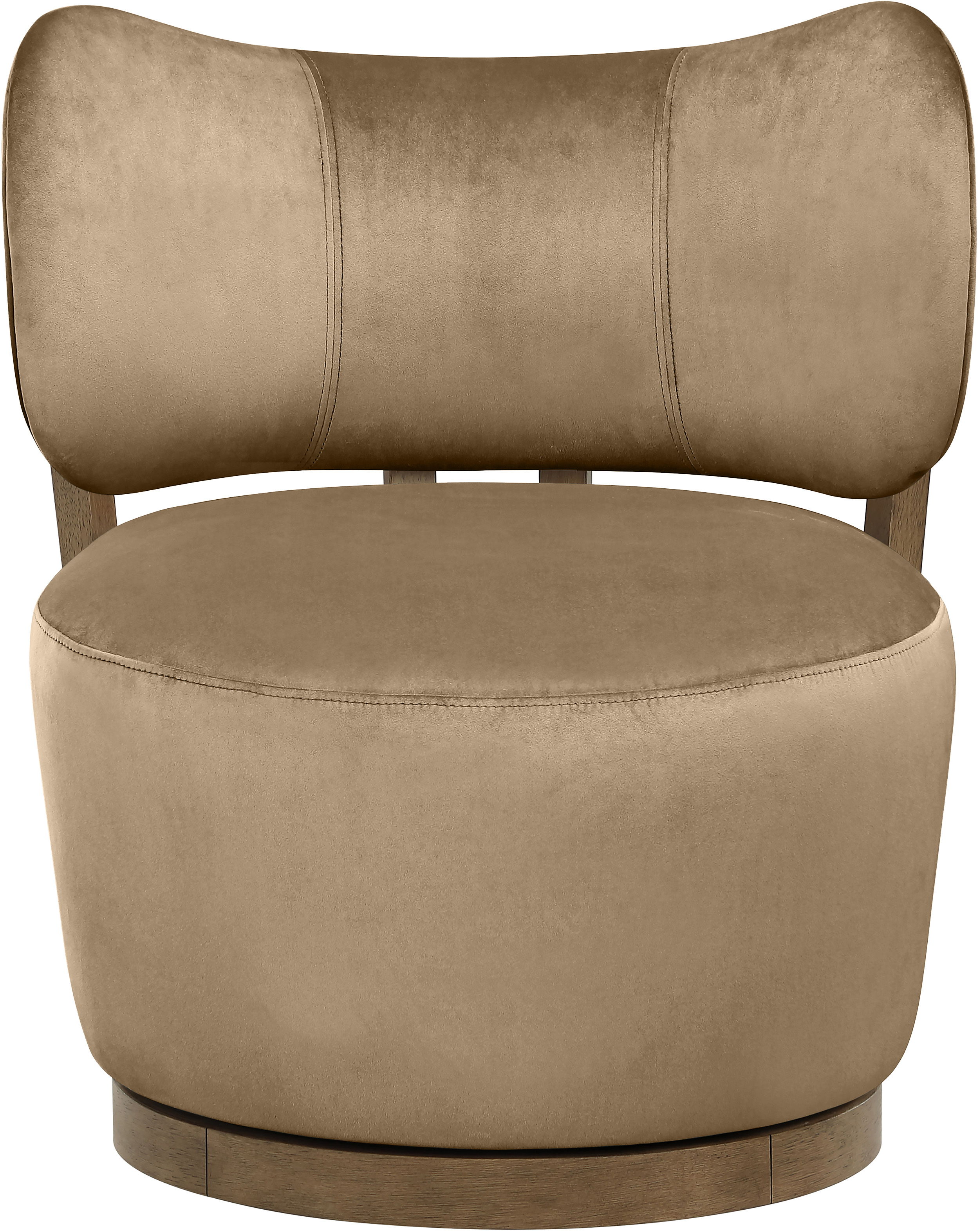 Elara - Velvet Upholstered Swivel Accent Chair - Beige