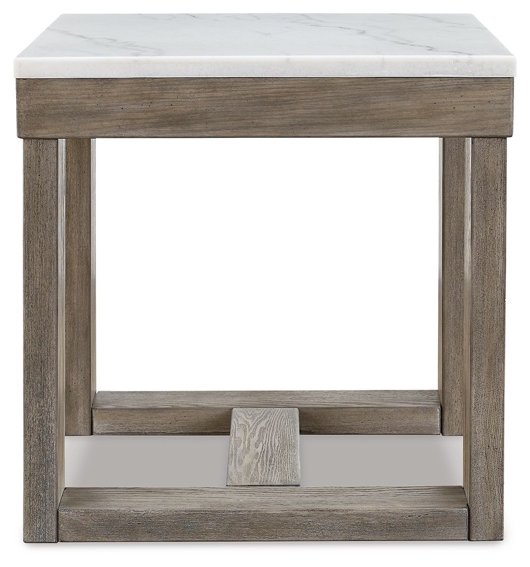 Ashley Furniture Loyaska - Square End Table - Brown / Ivory - Image 4