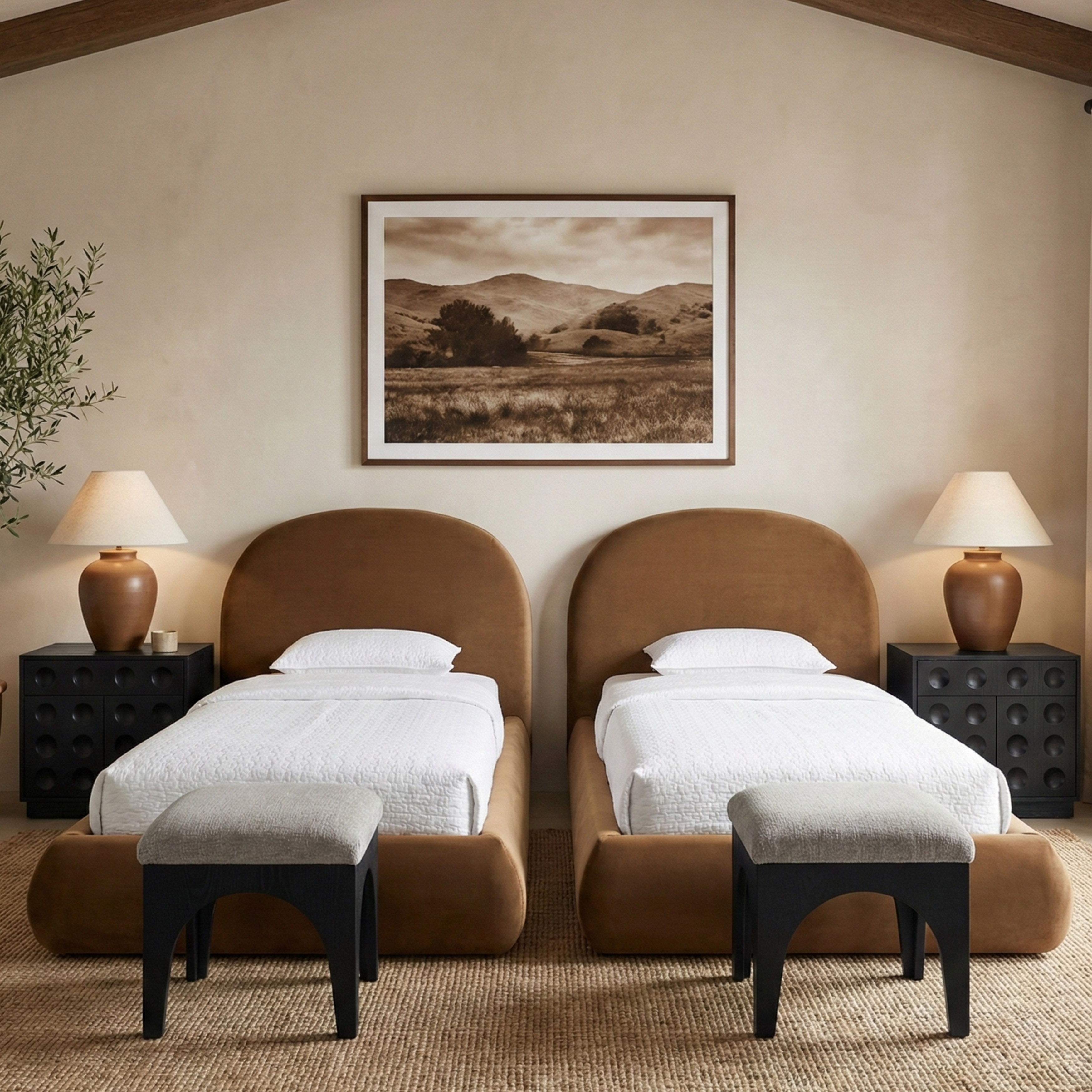 Celine - Upholstered Twin Bed - Saddle