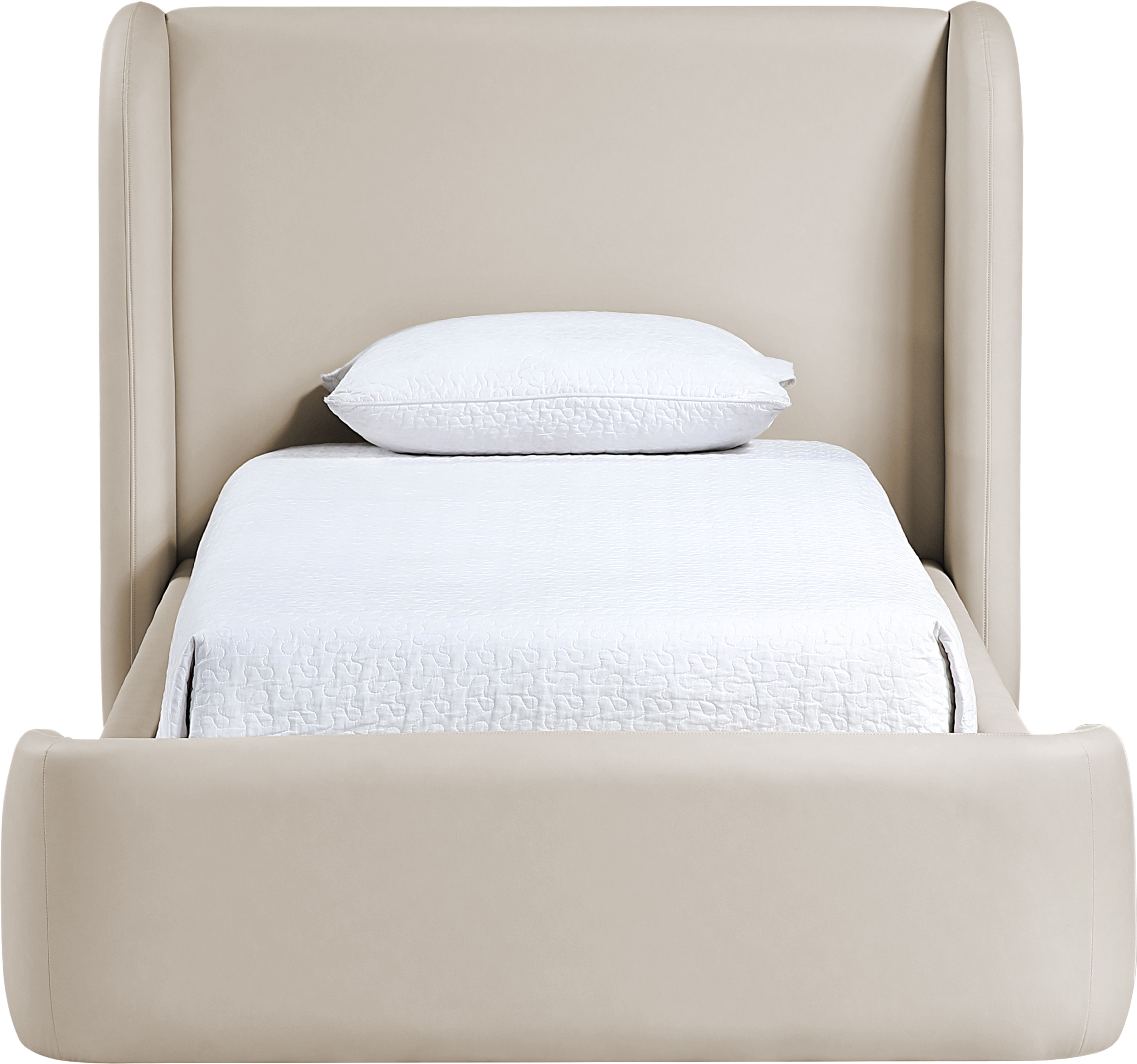 Warby - Vegan Leather Upholstered Twin Bed - Taupe