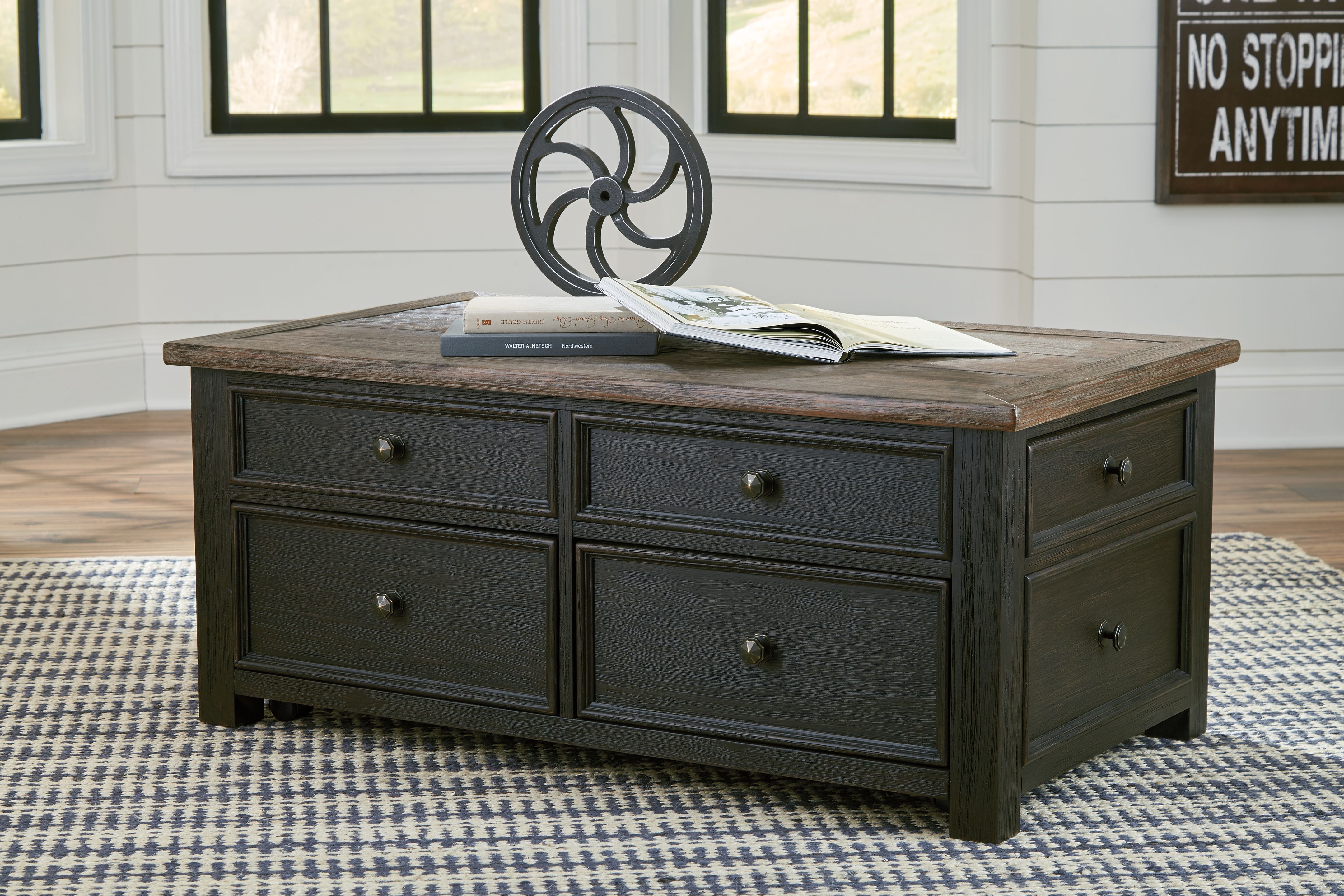 Ashley Furniture Tyler Creek - Lift Top Cocktail Table - Grayish Brown / Black - Image 14