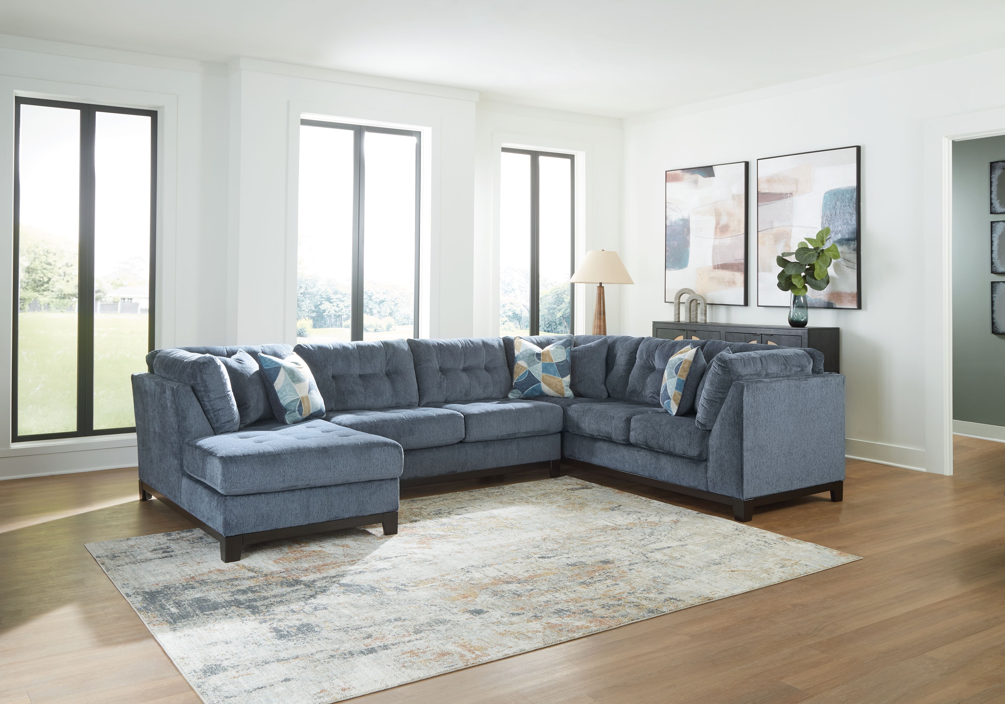 Ashley Furniture Maxon Place - 3-Piece Sectional With Laf Corner Chaise - Navy - Image 4