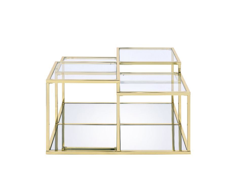 Uchenna - Coffee Table - Clear Glass & Gold, gold, view 2