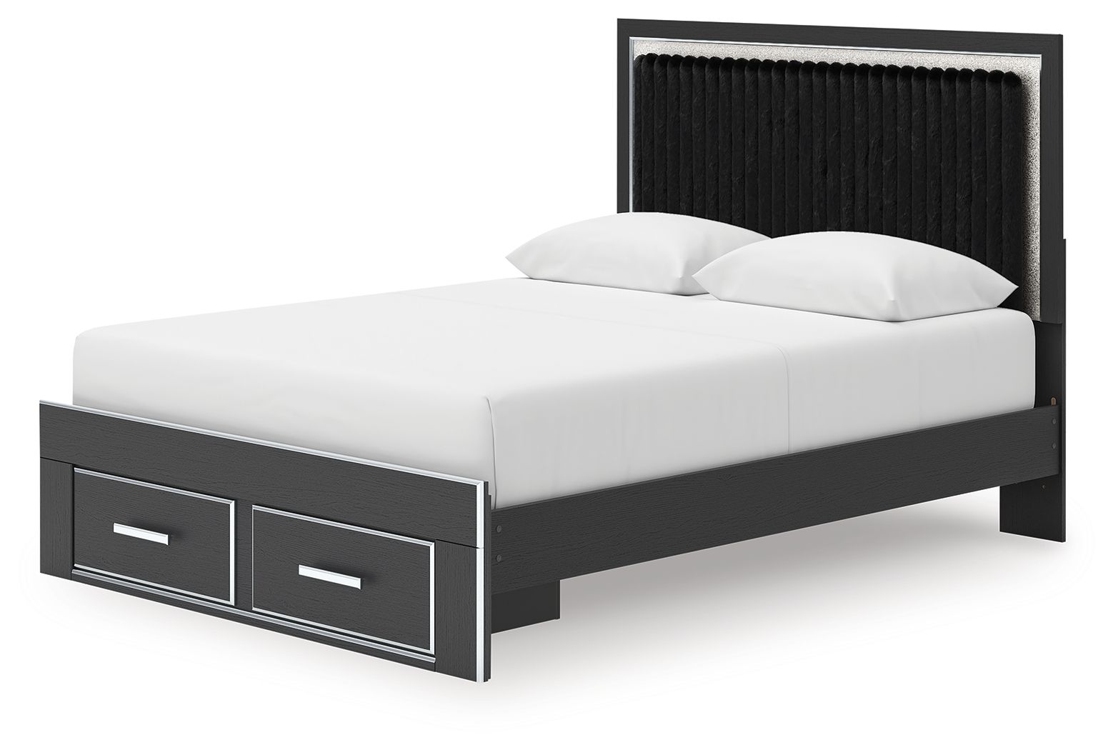 Ashley Furniture Zuraleus - Queen Upholstered Panel Platform Storage Bed - Black - Image 4
