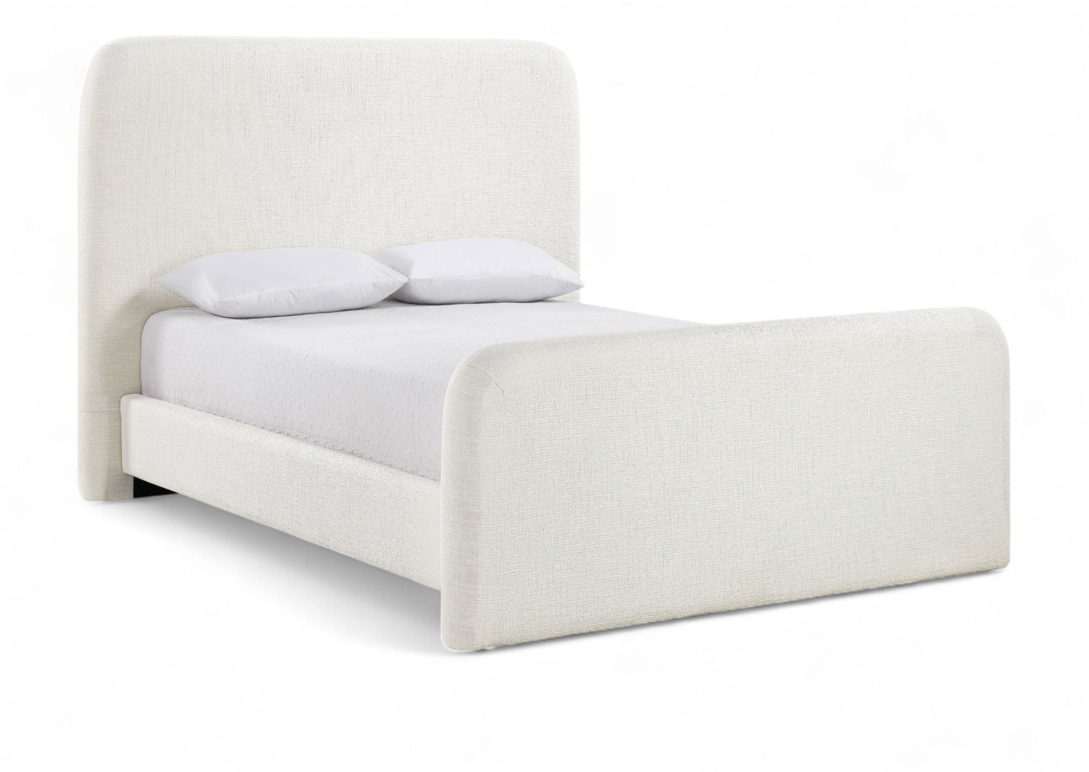 Fira - Linen Textured Fabric Upholstered Queen Bed - Cream