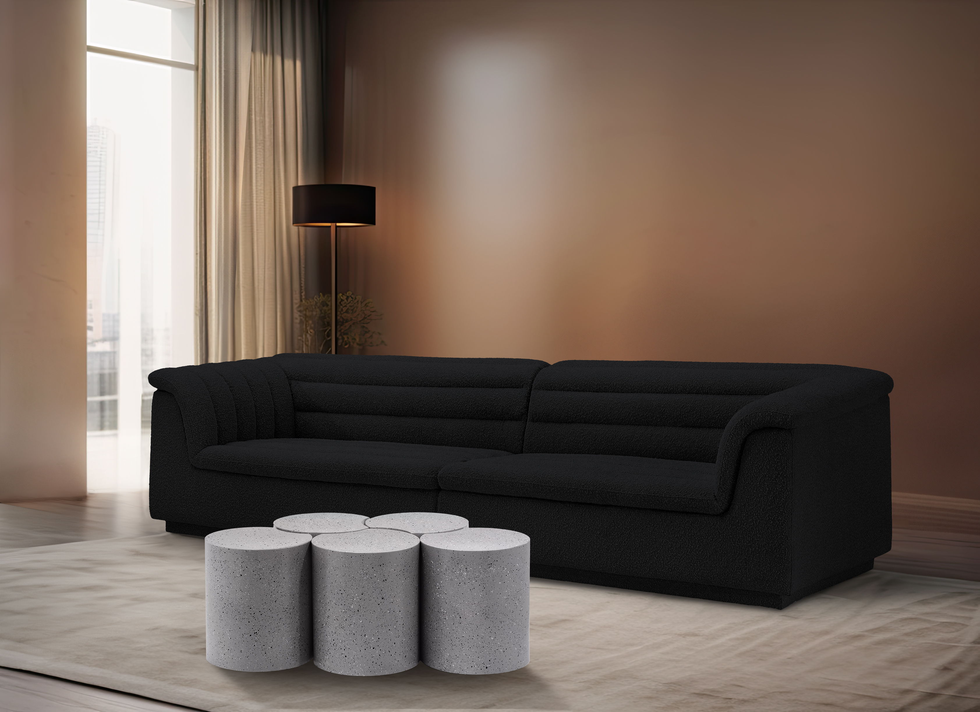 Dimple - 18" 5 Piece Modular Coffee Table - White Terazzo