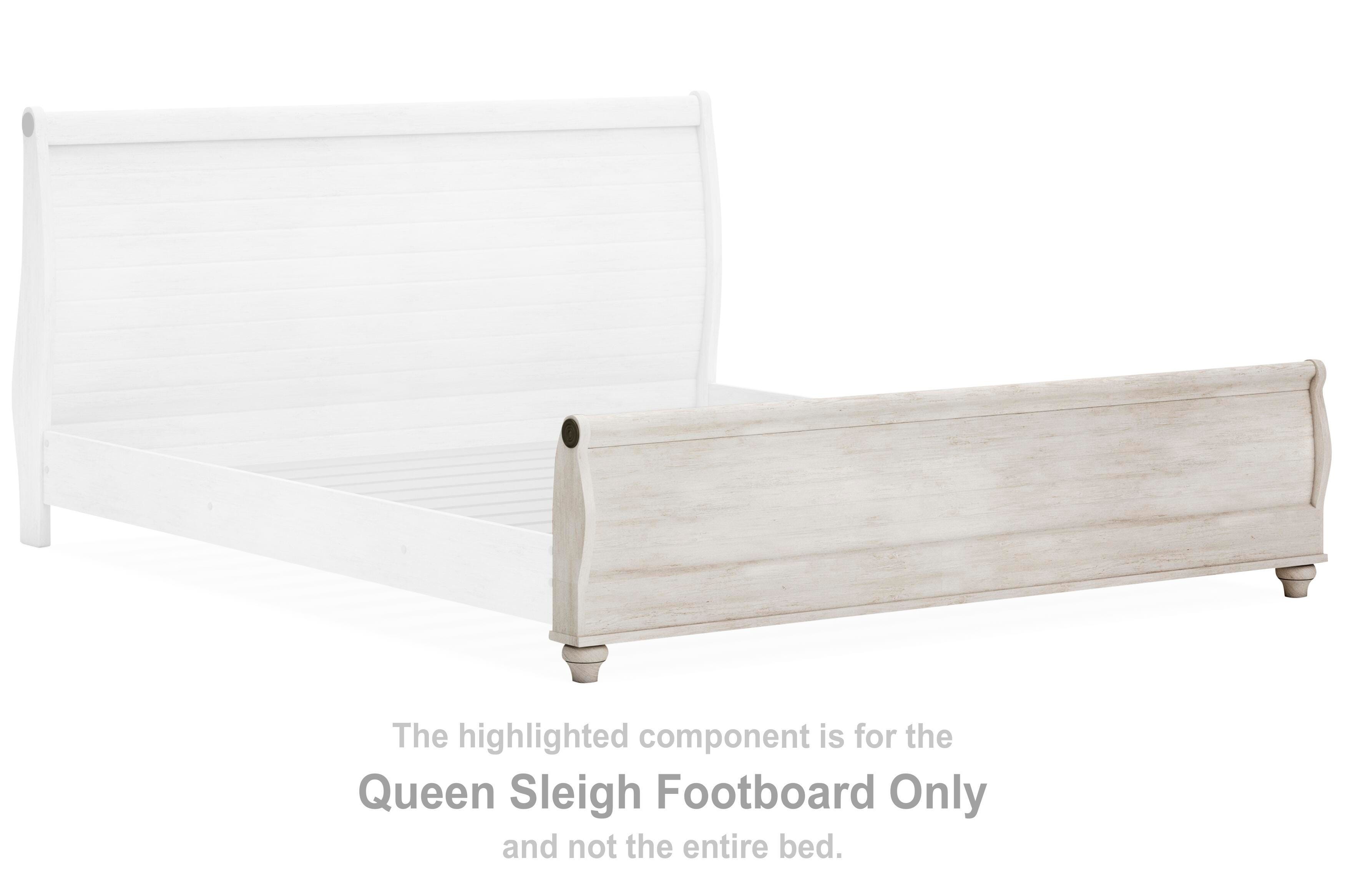 Willowton – Queen Sleigh Footboard with Faux Plank Design – Whitewash