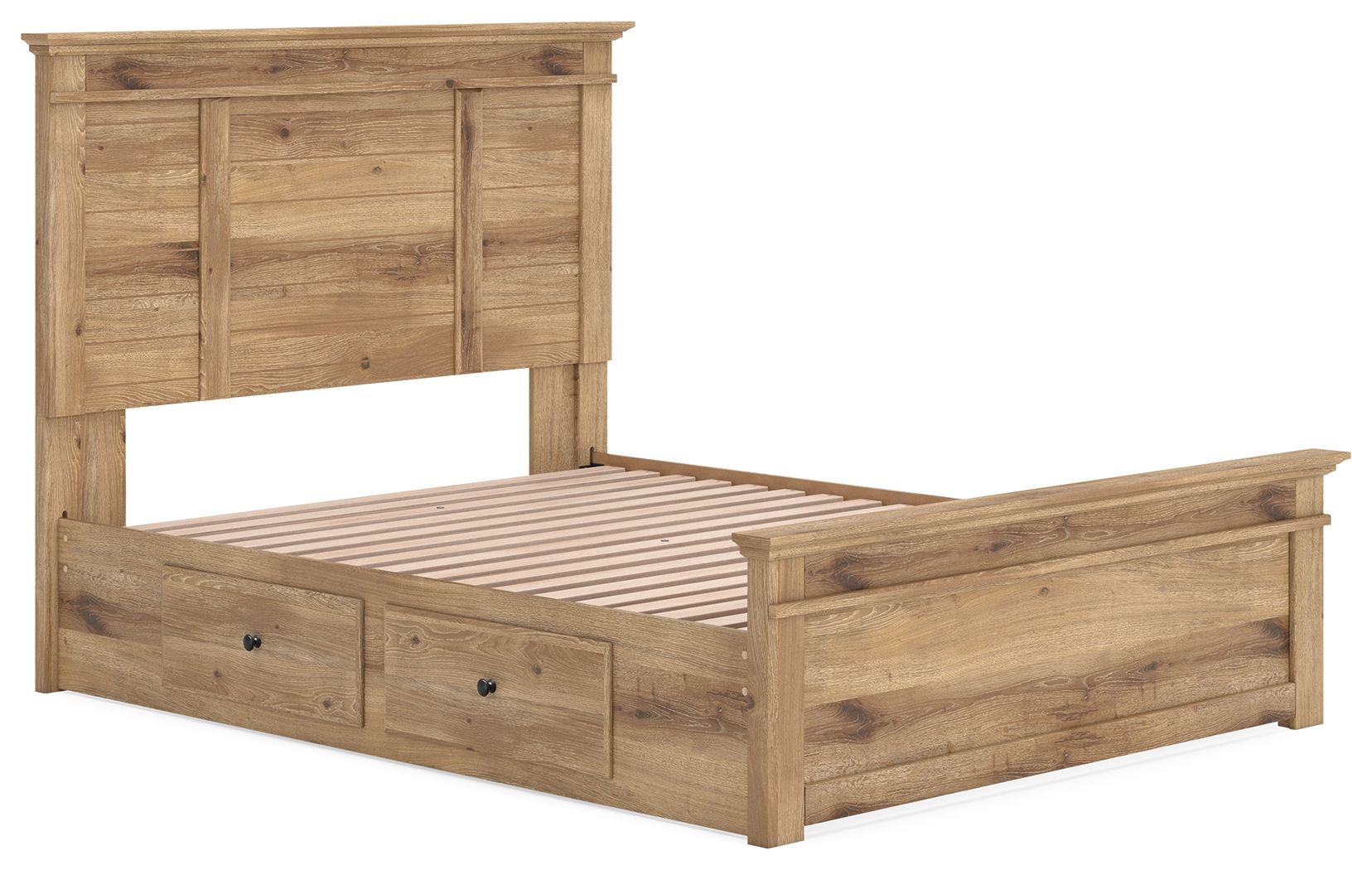 Ashley Furniture Makidern - Queen Panel Storage Bed With 2 Under Bed Storage Units - Tan - Image 4