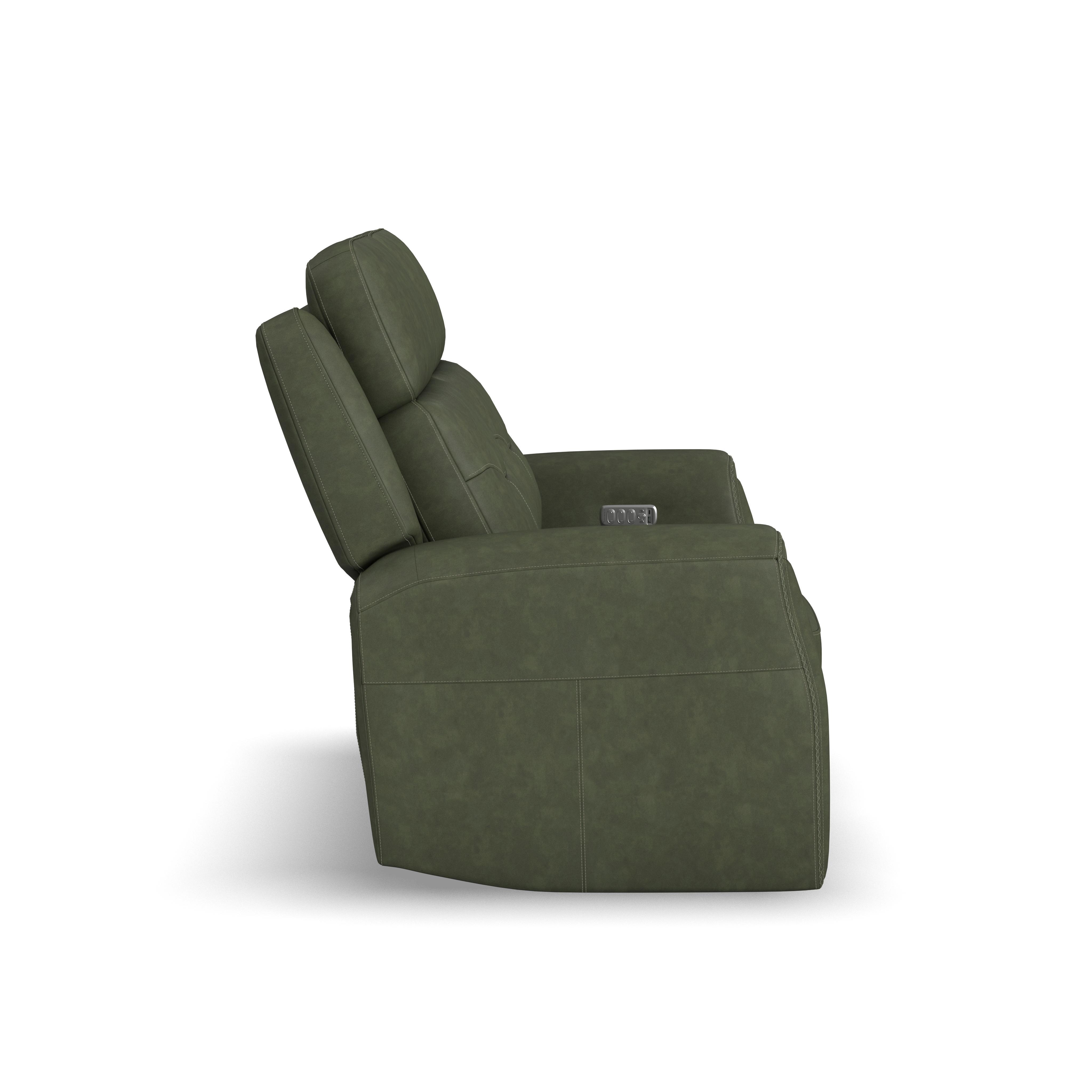 Felix - Power Reclining Loveseat With Power Headrest, Lumbar, Heat & Massage, dark green, view 3