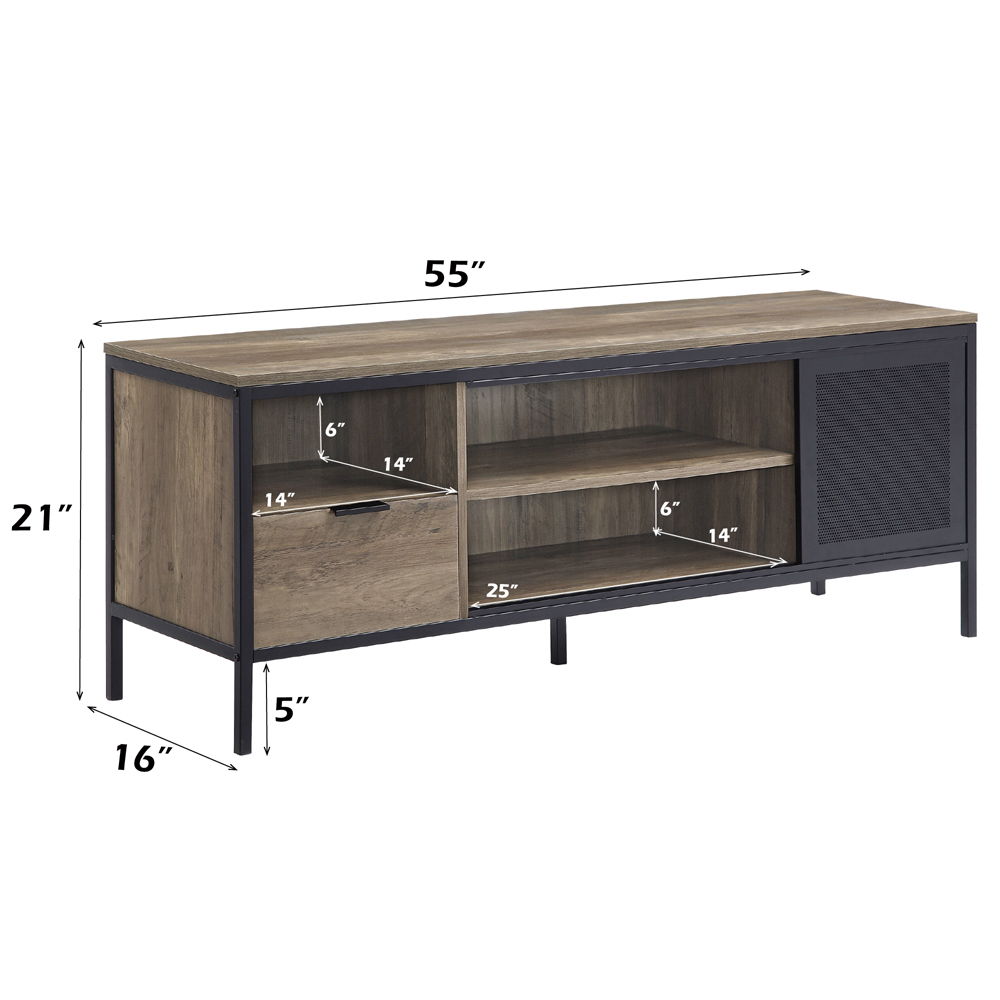 Nantan - 21" TV Stand - Rustic Oak & Black, black, view 7
