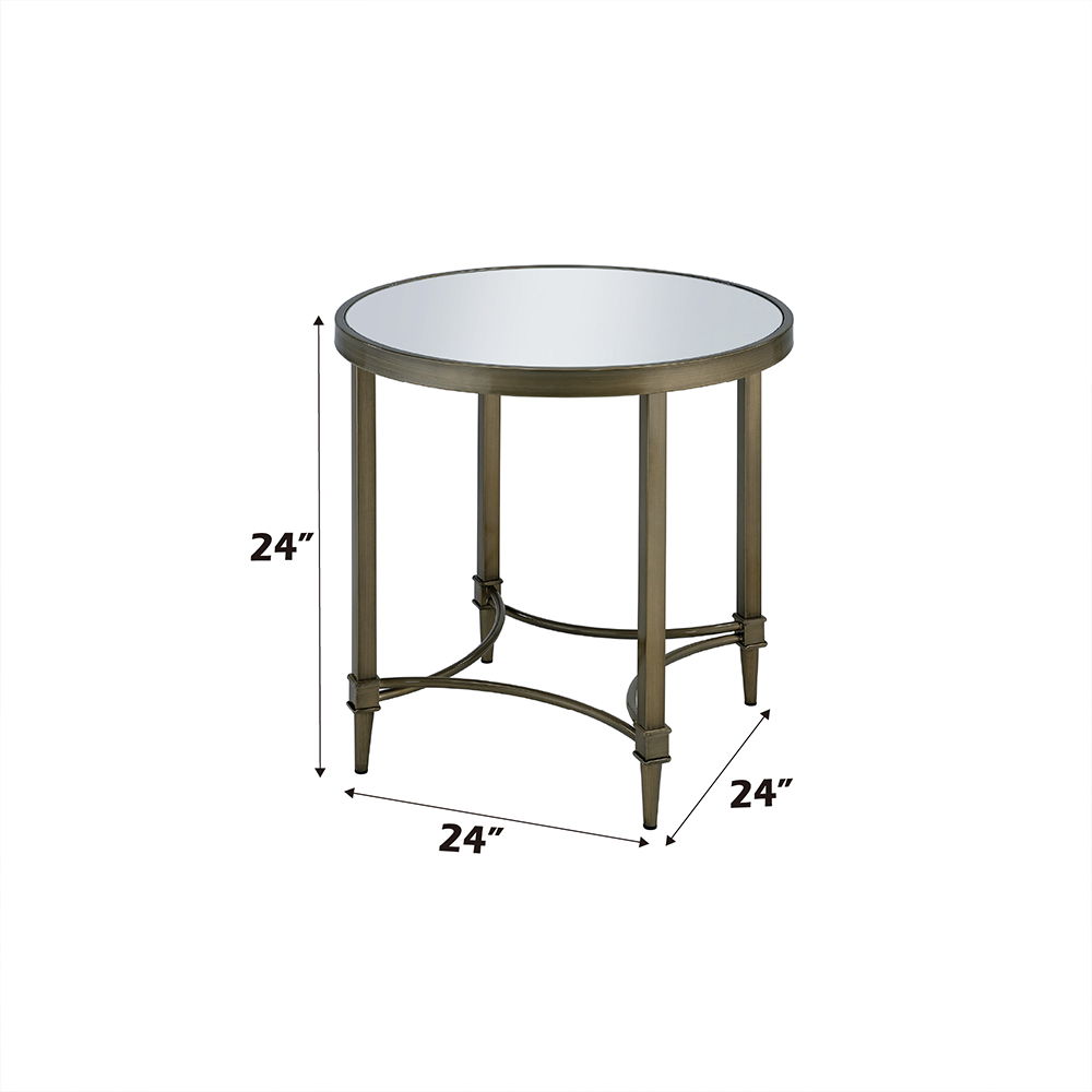Aditya - End Table - Mirrored & Antique Brass, gold, view 5