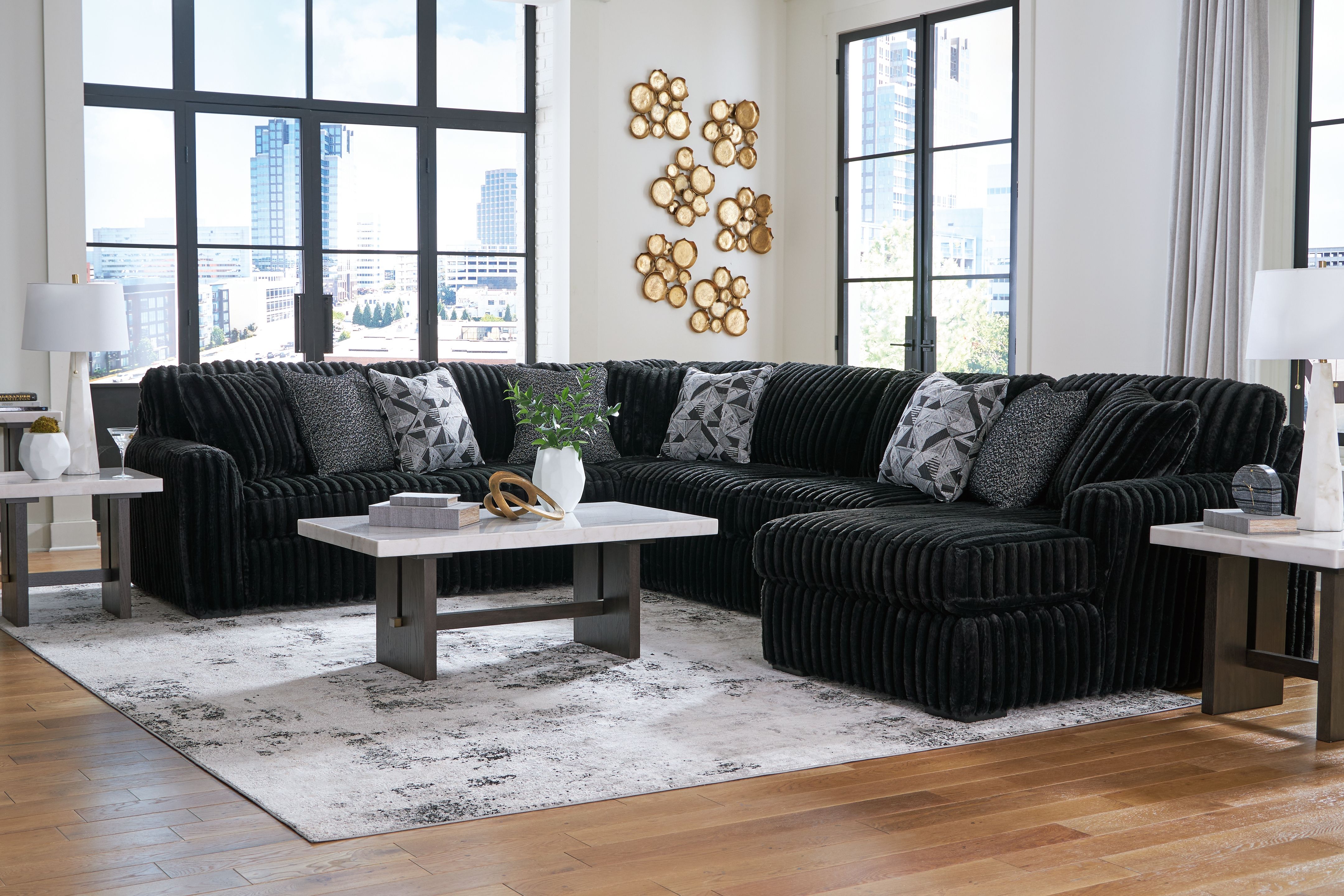 Ashley Furniture Midnight-Madness - 4-Piece Sectional With Raf Corner Chaise - Onyx - Image 7