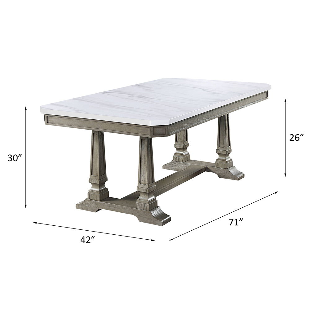Zumala - Dining Table - Marble Top & Weathered Oak, white, view 5
