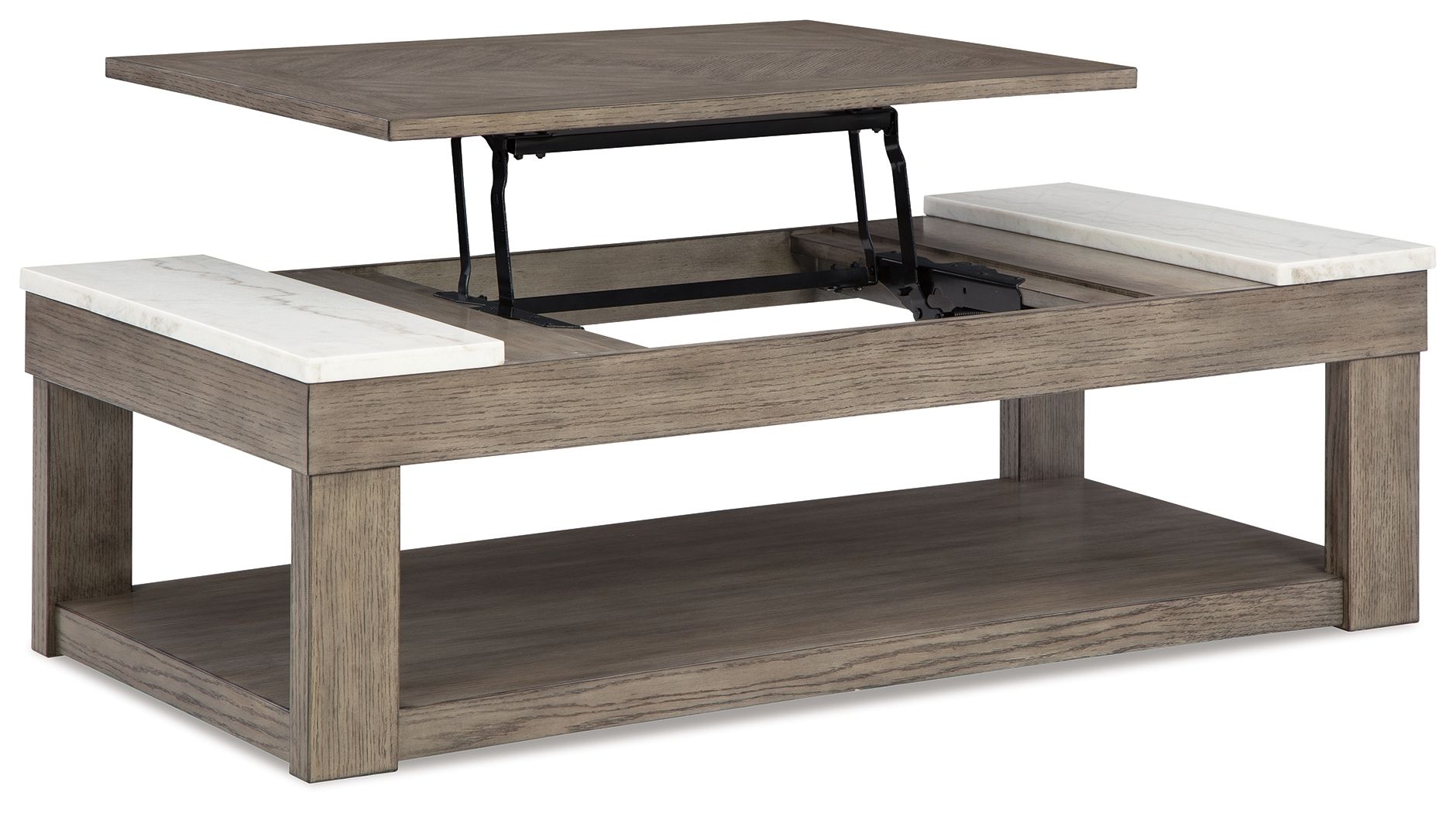 Ashley Furniture Loyaska - Lift Top Cocktail Table - Grayish Brown / White - Image 3