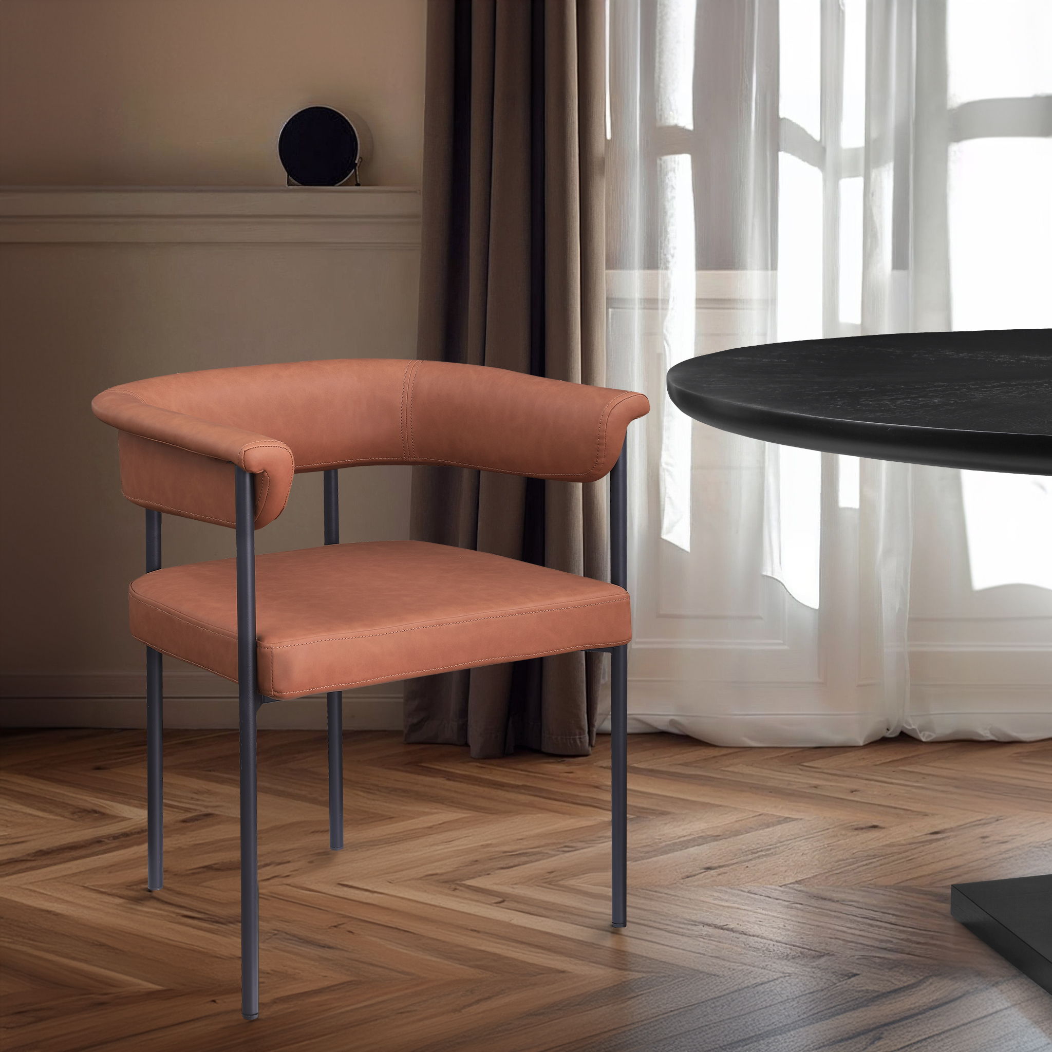 Malin - Faux Leather Dining Chair (Set of 2) - Cognac