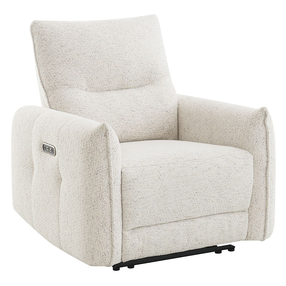 Lalisa - Power Motion Recliner With USB Port - Cream Chenille, white, view 2