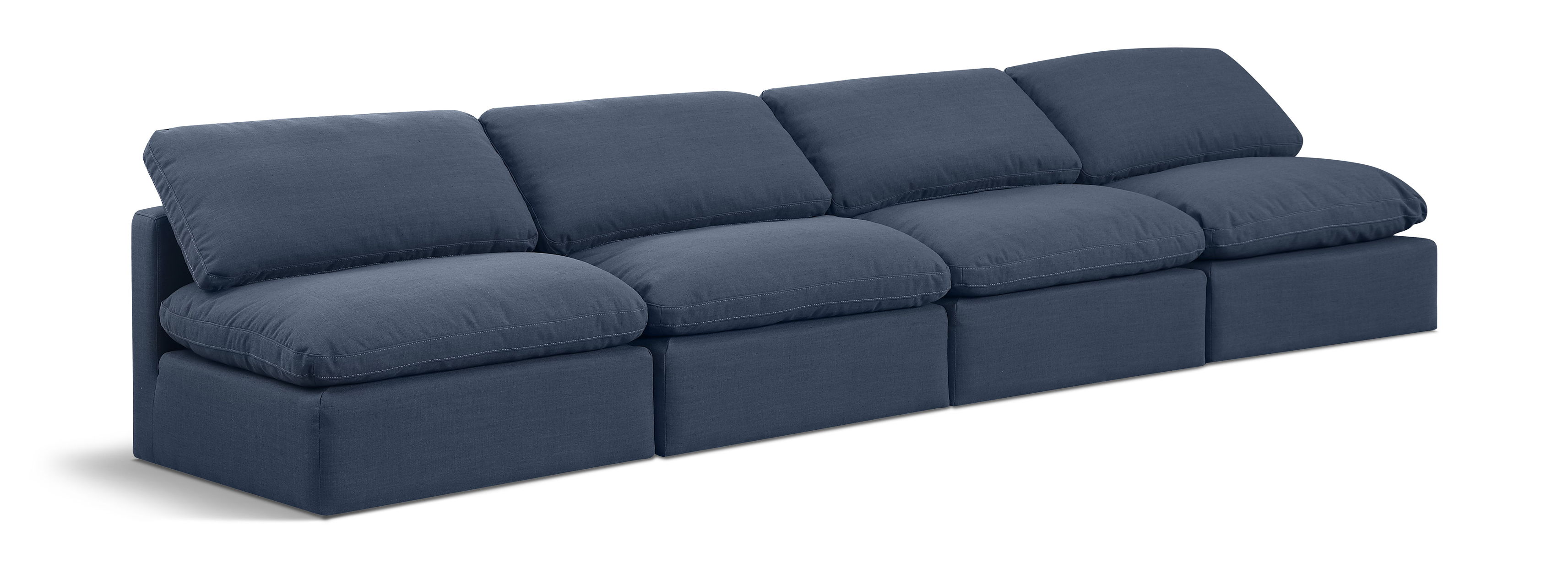 Indulge - Linen 4 Seat Modular Armless Sofa - Navy