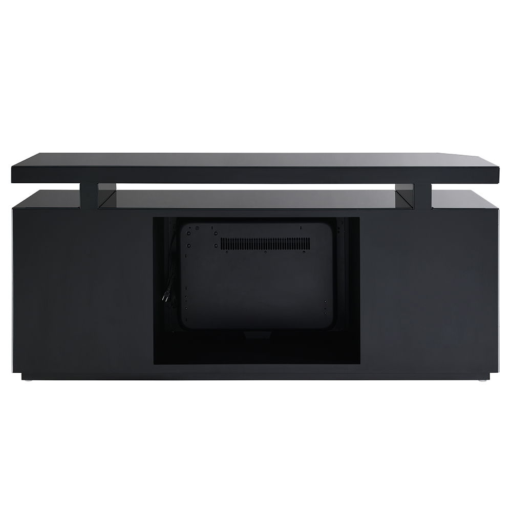 Drisana - TV Stand With Fireplace - Black Mirrored, black, view 3