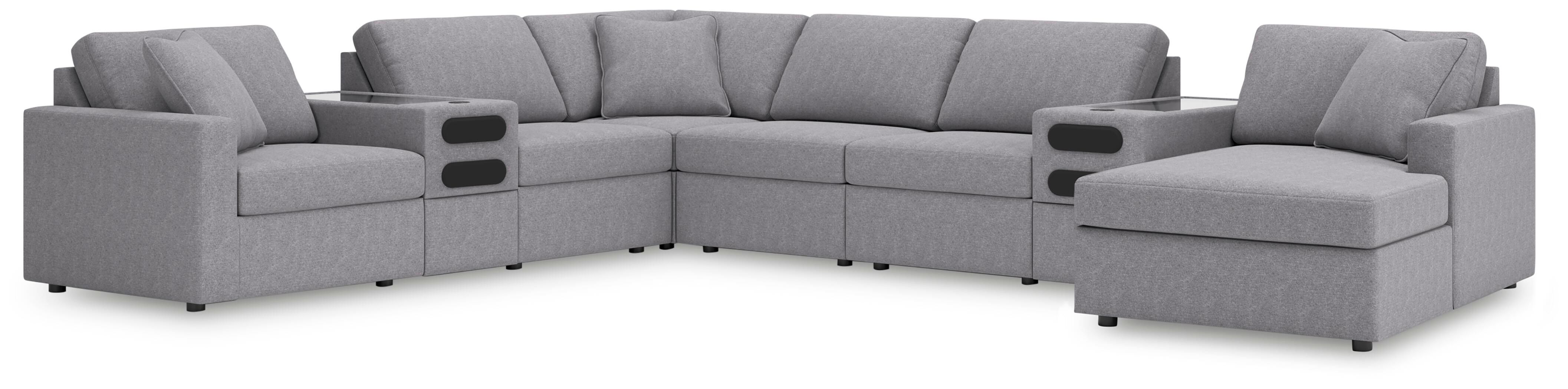 Modmax – 8-Piece Sectional With Audio System And Raf Corner Chaise – Granite