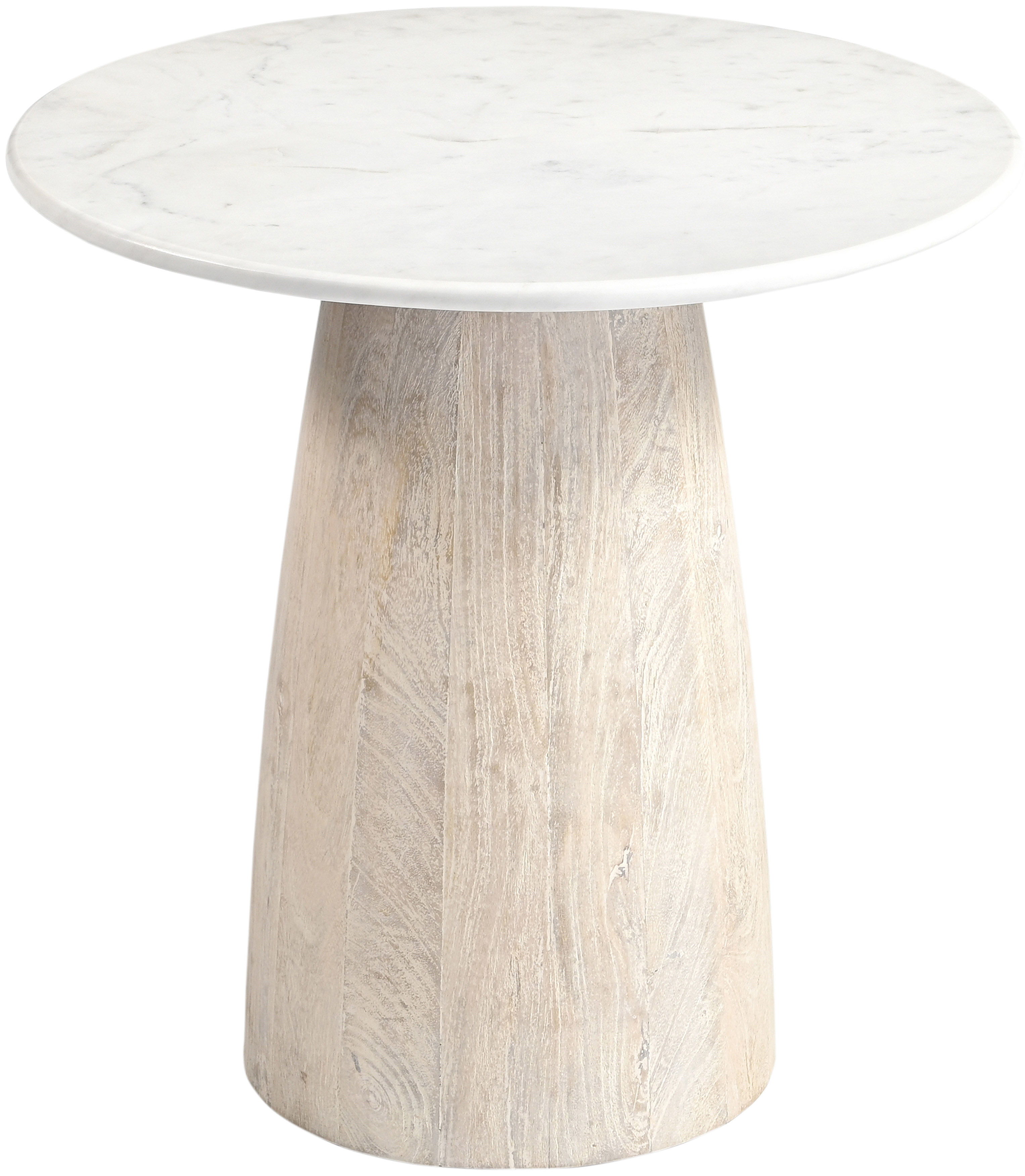 Liona - Marble And Mango Wood End Table - White