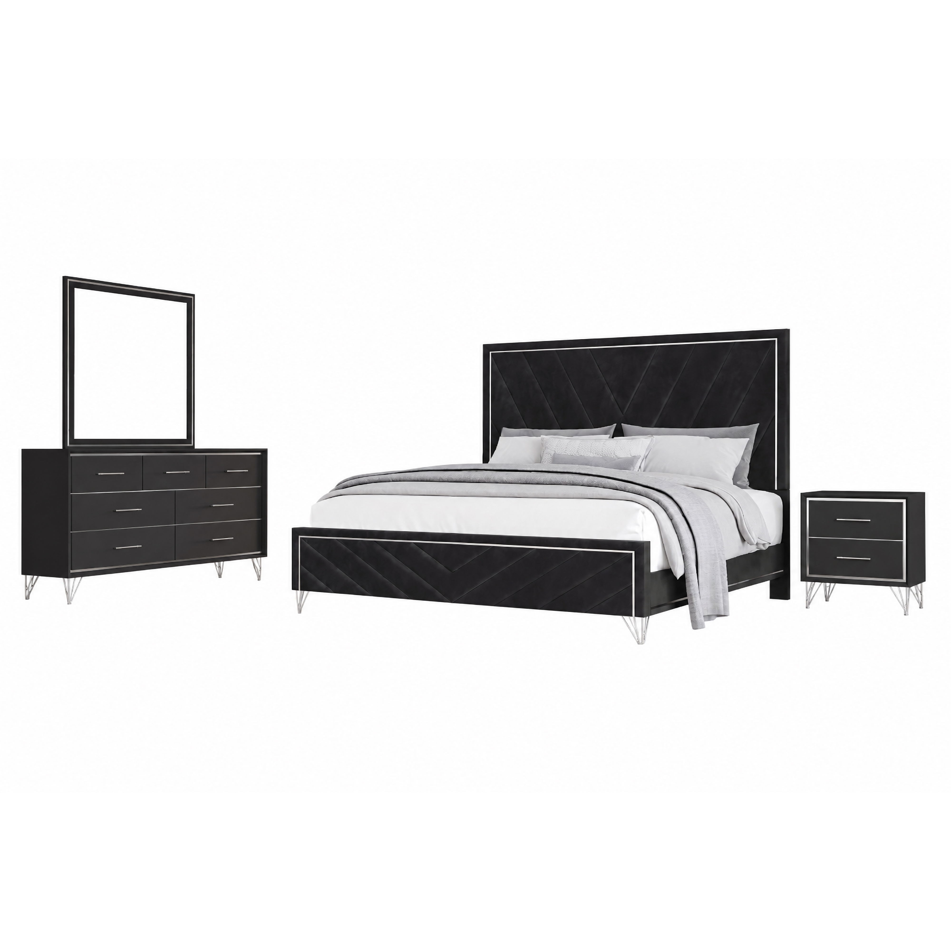 King · 4 Pc · Bed & Dresser & Mirror & Nightstand