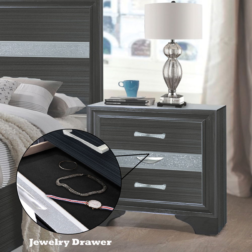 Naima - Nightstand - Black, black, view 8