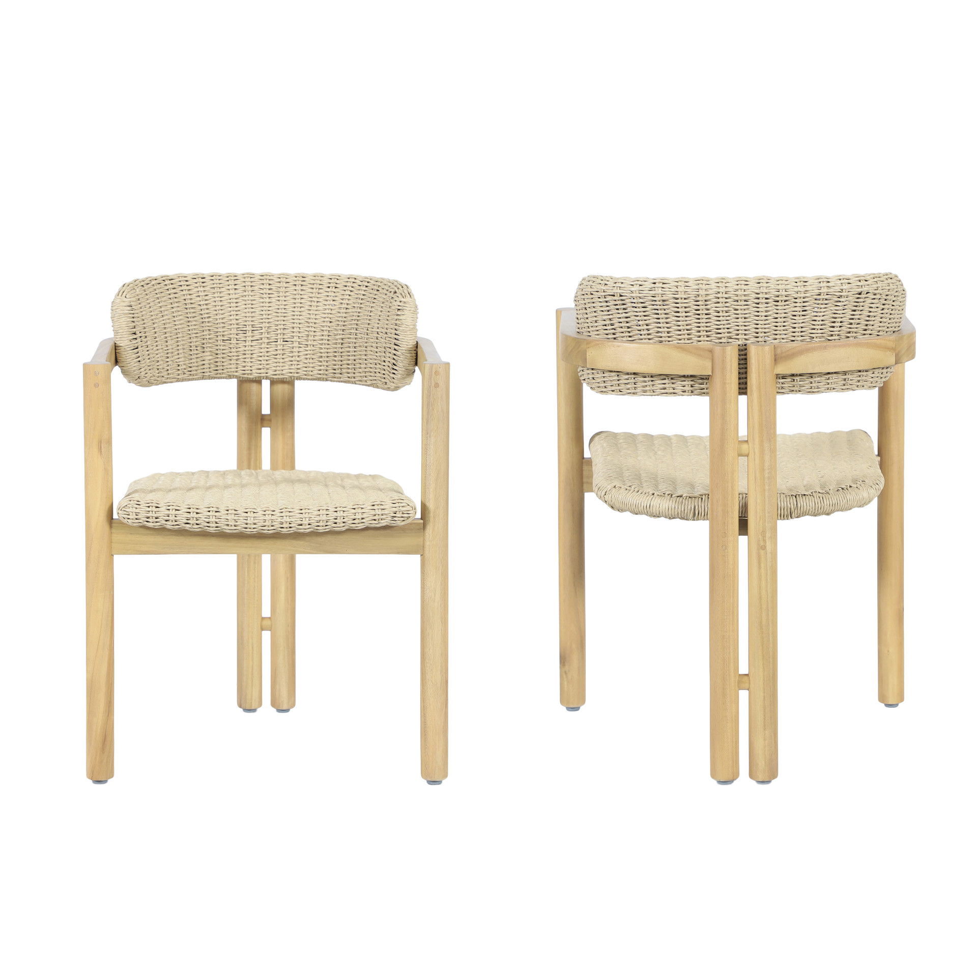 Sedona - Wood And Wicker Patio Dining Chair (Set of 2) - Natural / Brown, light brown, view 6
