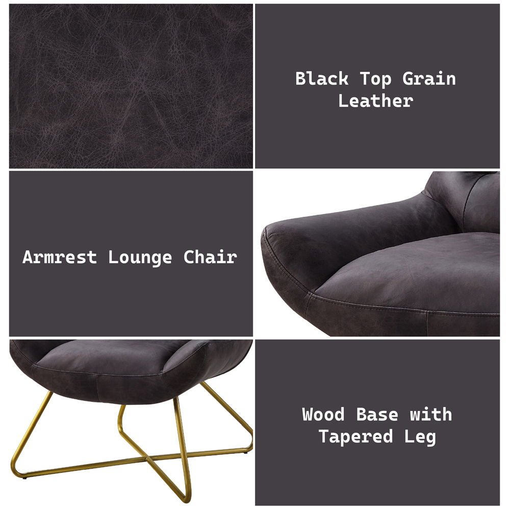 Dhalsim - Accent Chair - Antique Ebony Top Grain Leather, black, view 8