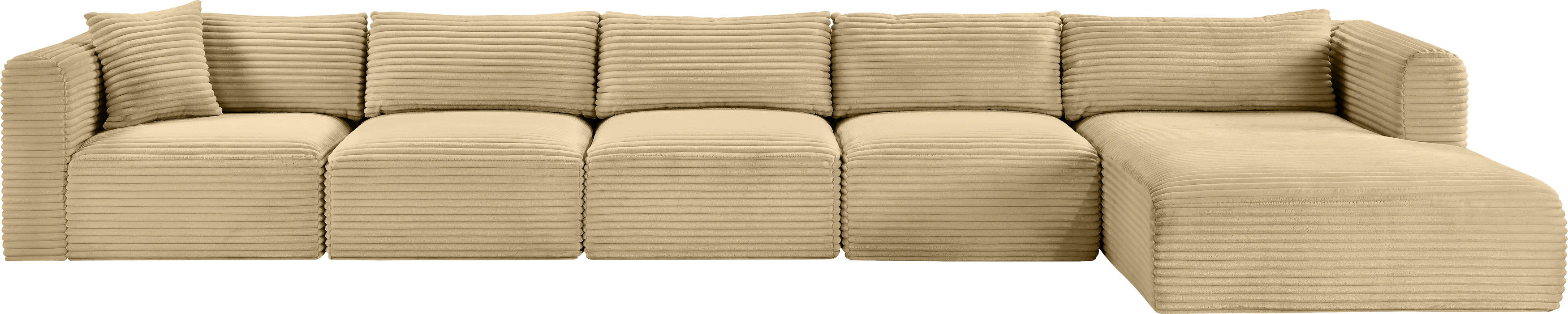 Shaggy - 5 Piece Modular Sectional With Chaise - Camel