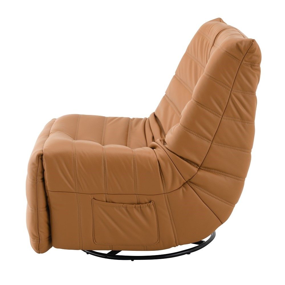Talmon - Recliner With Swivel - Orange Synthetic Leather, orange, view 2