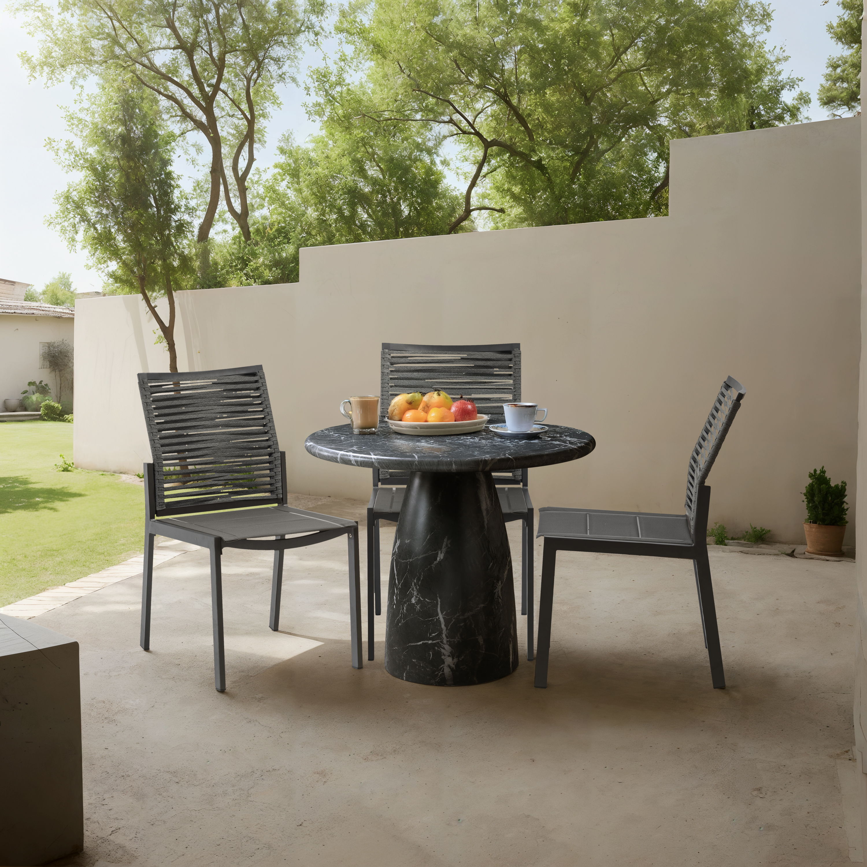 Cosenza - 36" Marble Finish Concrete Dining Table - Black