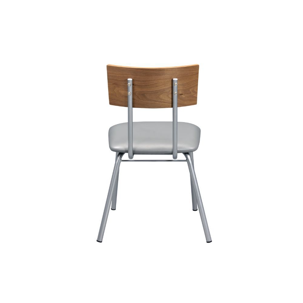 Jurgen - Side Chair (Set of 2) - Gray Synthetic Leather, Oak & Silver, silver, view 3