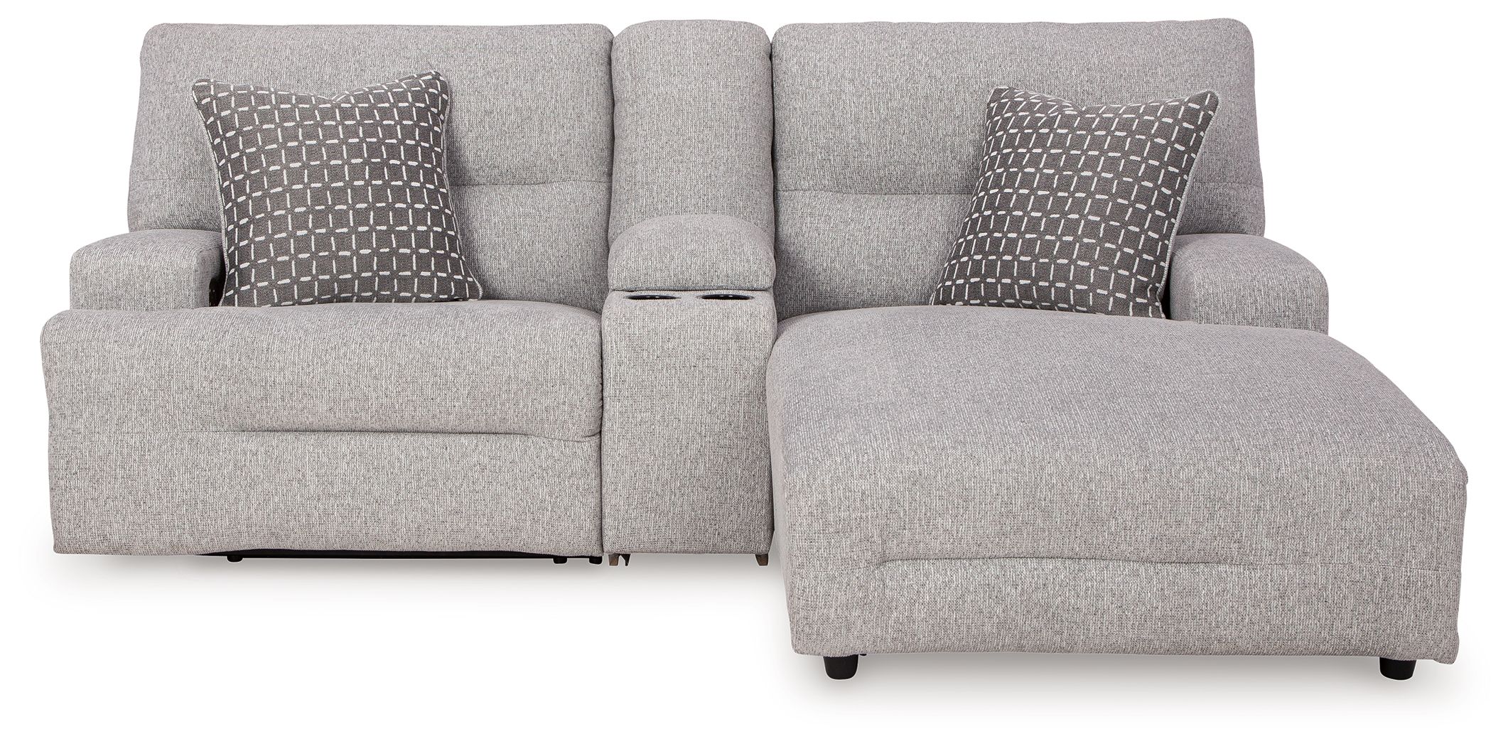 Ashley Furniture Acklen Place - 3-Piece Power Reclining Sectional Sofa With Raf Chaise - Pewter - Image 9