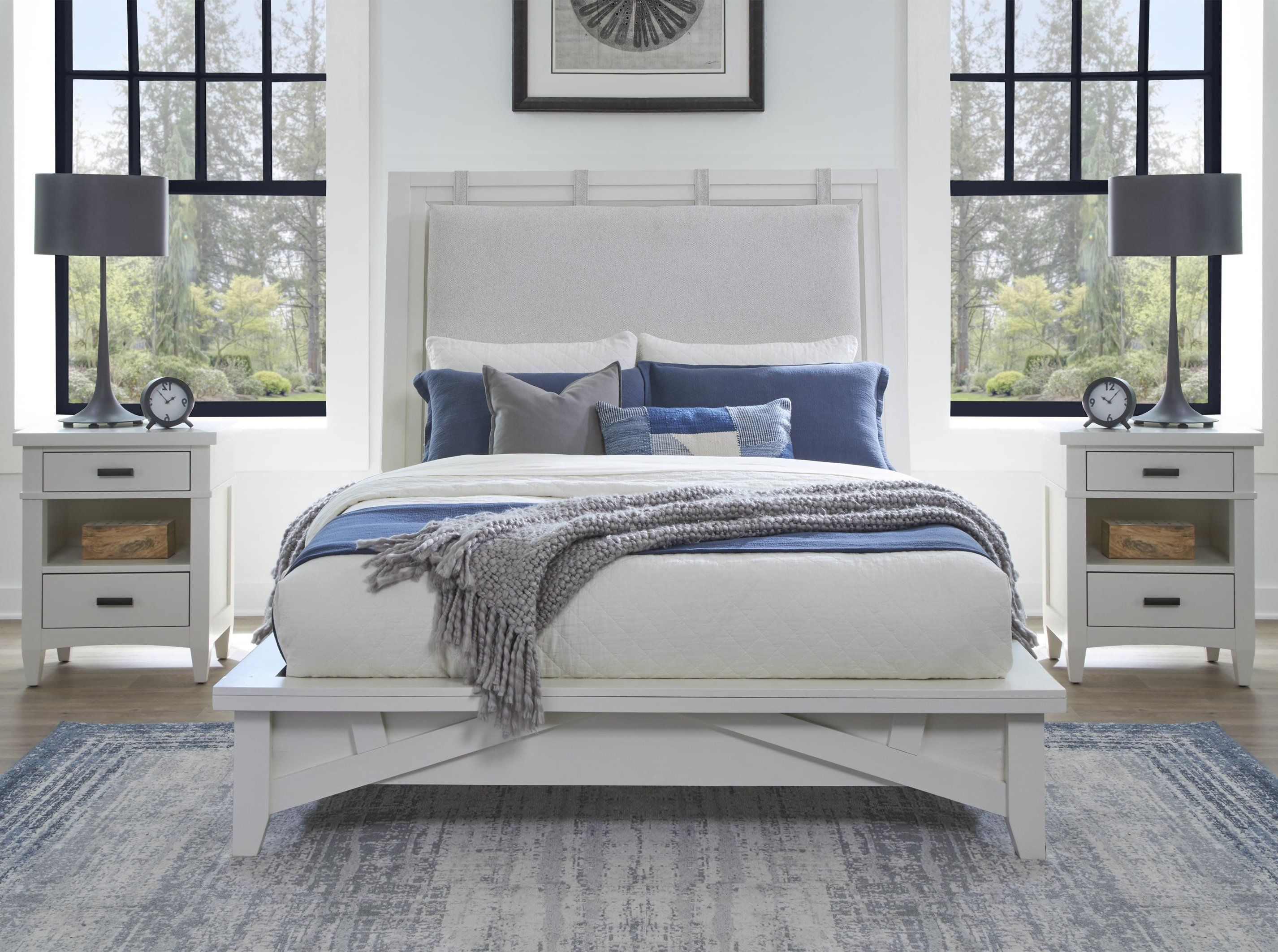 Americana Modern - Bedroom King Platform Bed With 2 Nightstands - Cotton Image