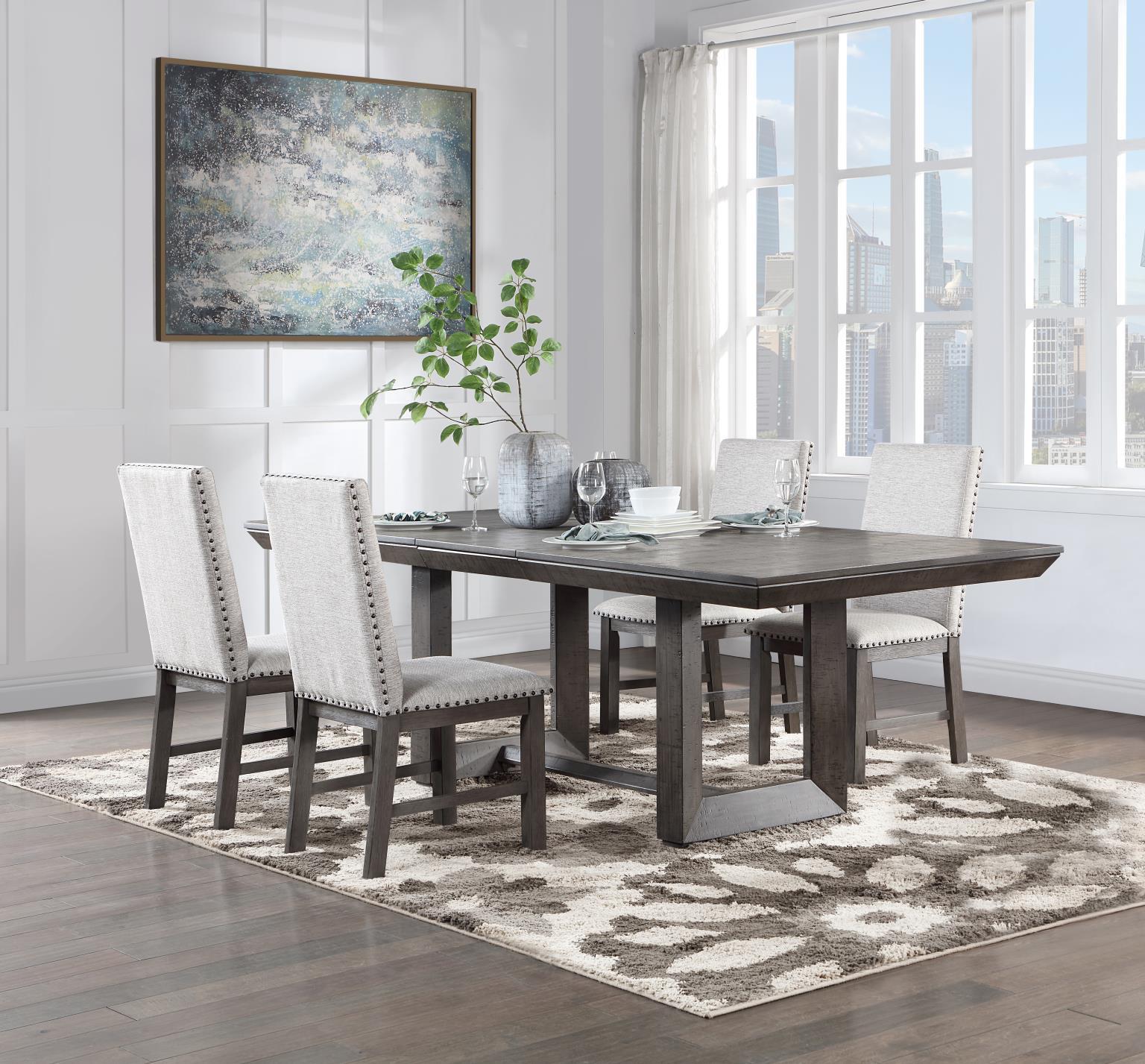 D111 - 5 Piece Dining Room Set (Table, 4 Chairs) - Gray