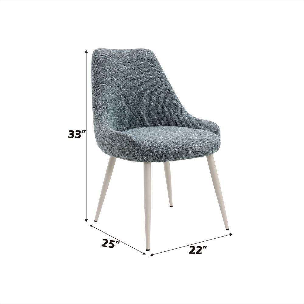 Laela - Side Chair (Set of 2) - Light Blue Boucle & White, light blue, view 4