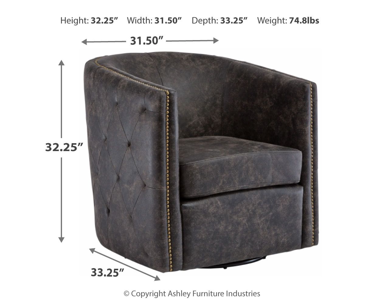 Ashley Furniture Brentlow - Swivel Accent Chair - Distressed Black - Image 4