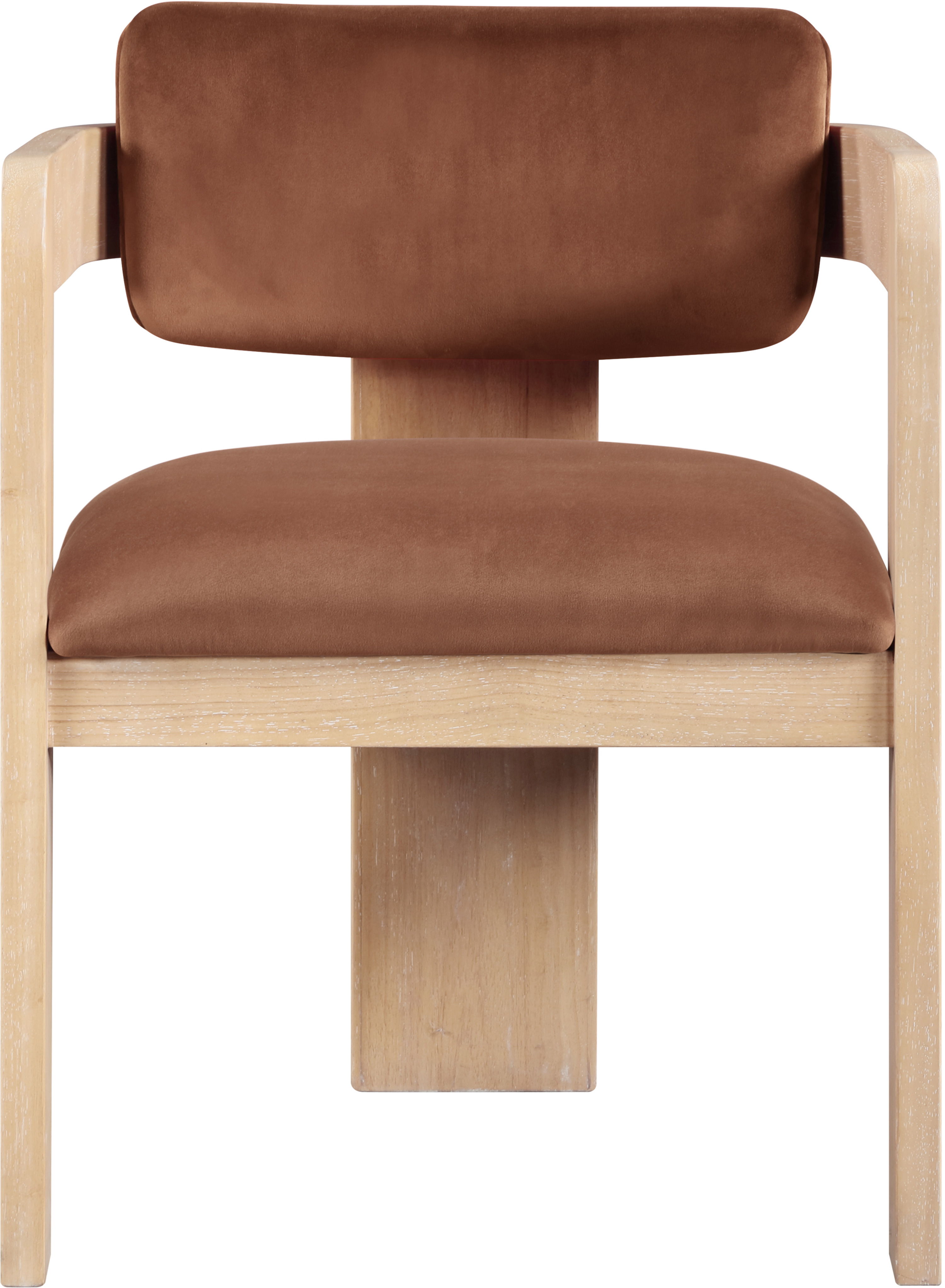 Sacha - Velvet Dining Chair With Natural Base (Set of 2) - Cognac