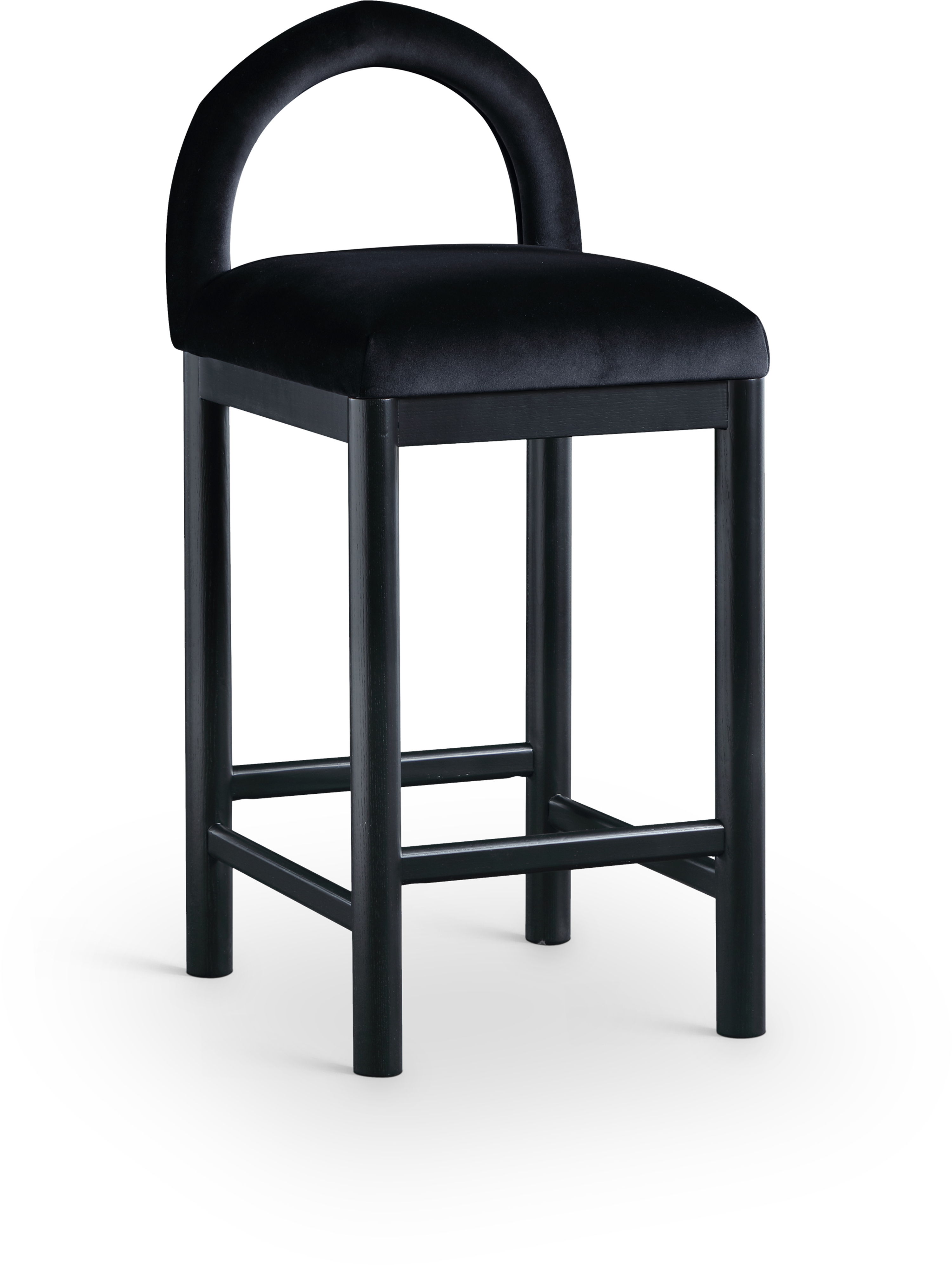Conrad - Velvet Counter Stool With Black Legs - Black