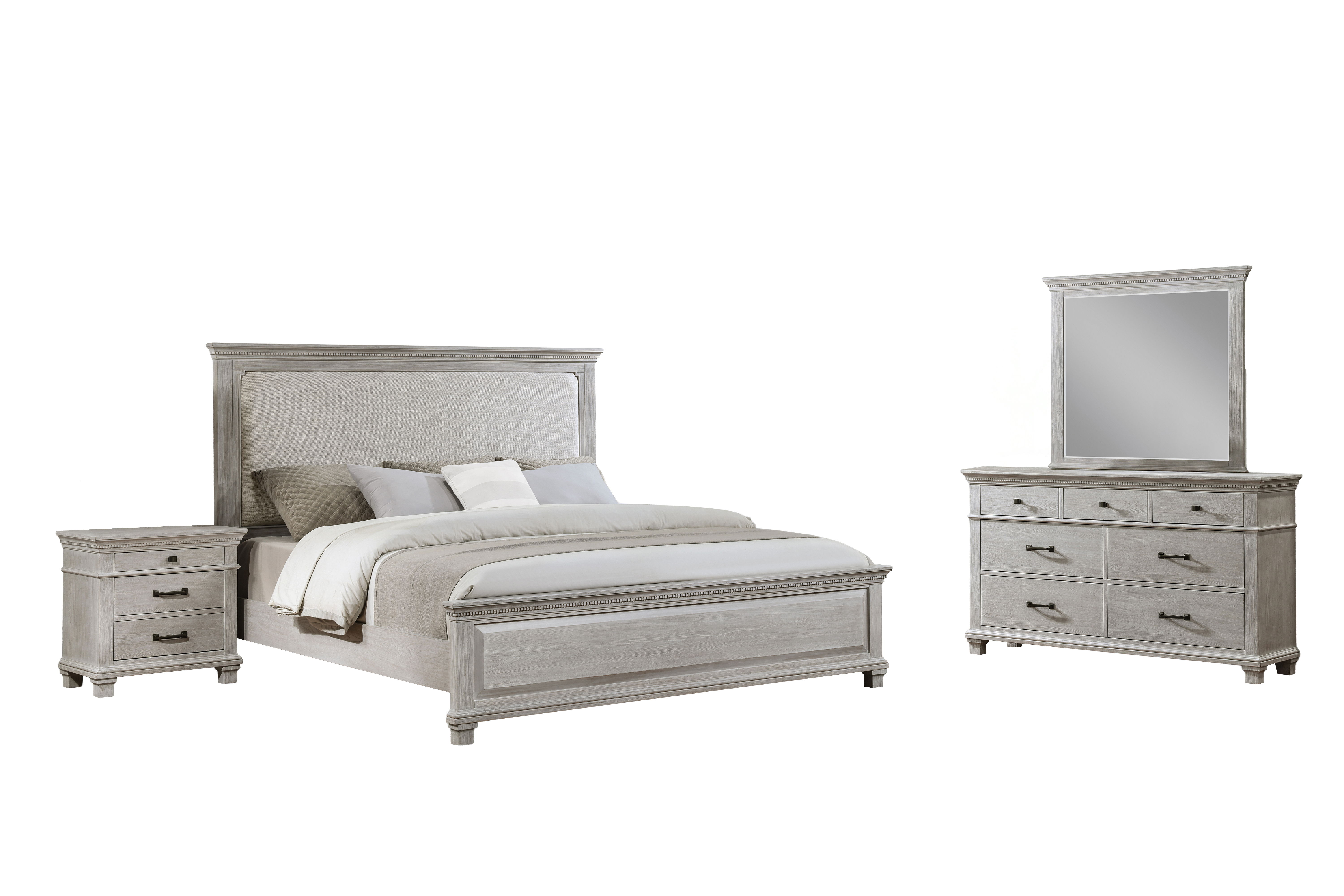 Silver Sands - 5/0 Queen 4 Piece Bedroom Set (Bed, Dresser, Mirror, Nightstand) - Gray